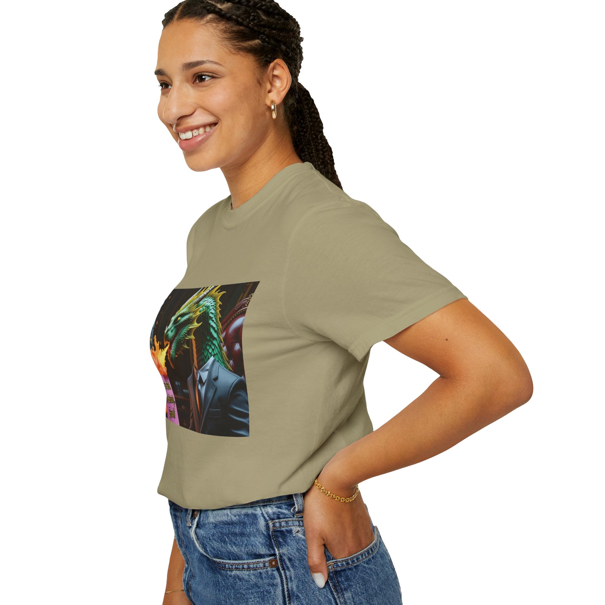 Dragon Fire  Unisex Garment-Dyed T-Shirt, Fun Graphic Tee, Unique Gift, Casual Wear, Fantasy Lover Apparel, Statement Shirt
