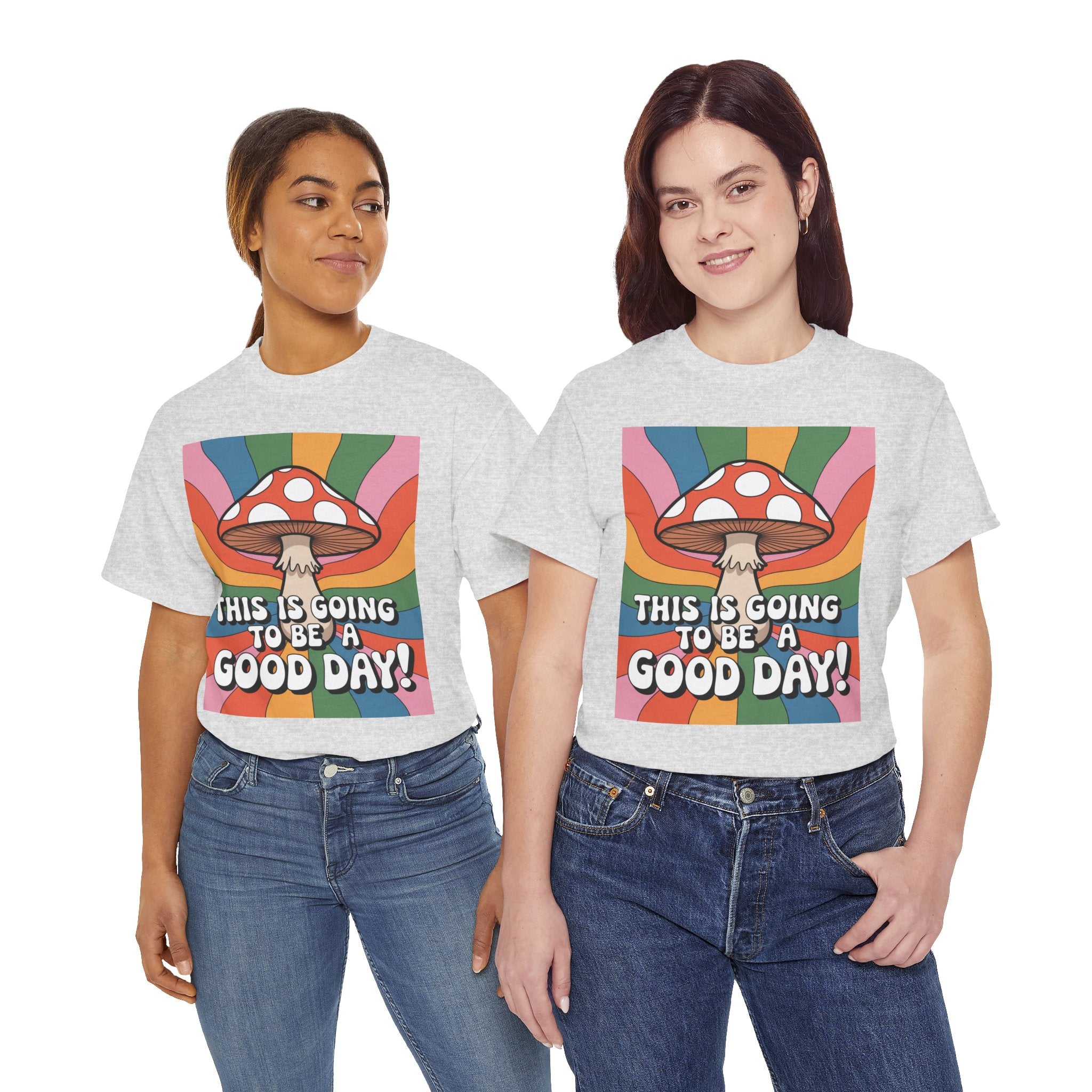 Fun Hippy Mushroom Cheerful Graphic Tee, Positive Vibes T-Shirt for Everyday Wear, Gift for Nature Lovers, Trendy Casual Wear, Eco-Friendly Fashion