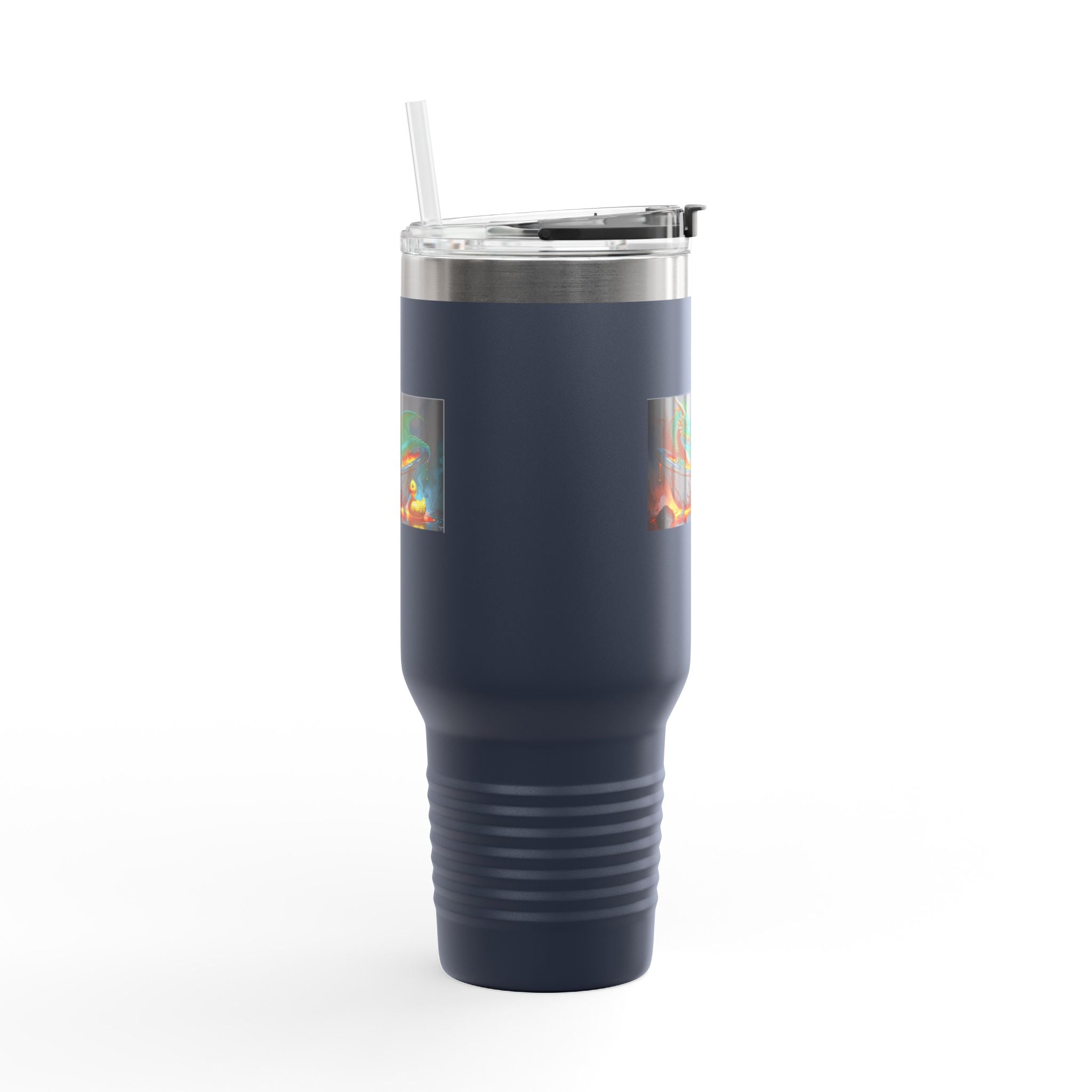 Fun Fantasy Dragon Bath Time Insulated Travel Mug, 40oz - Perfect for Adventures & Celebrations, Dragon Design, Hot & Cold Beverages, Gift for Fantasy Lovers