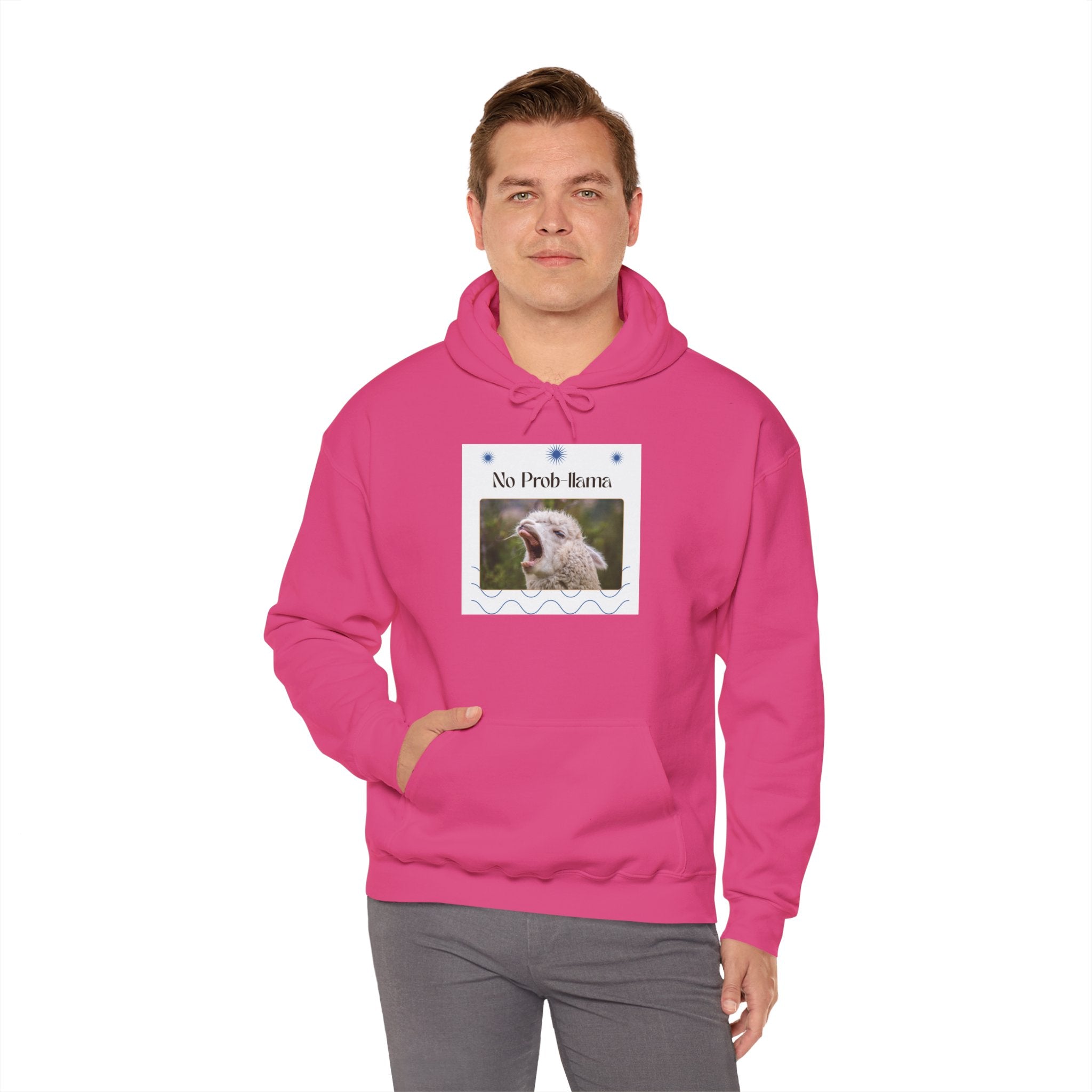 "No Prob-Llama" Unisex Hooded Sweatshirt with Fun Design, Cozy Apparel for Relaxed Days, Gifts for Friends, Casual Wear, Unique Gift Idea, Birthday Present