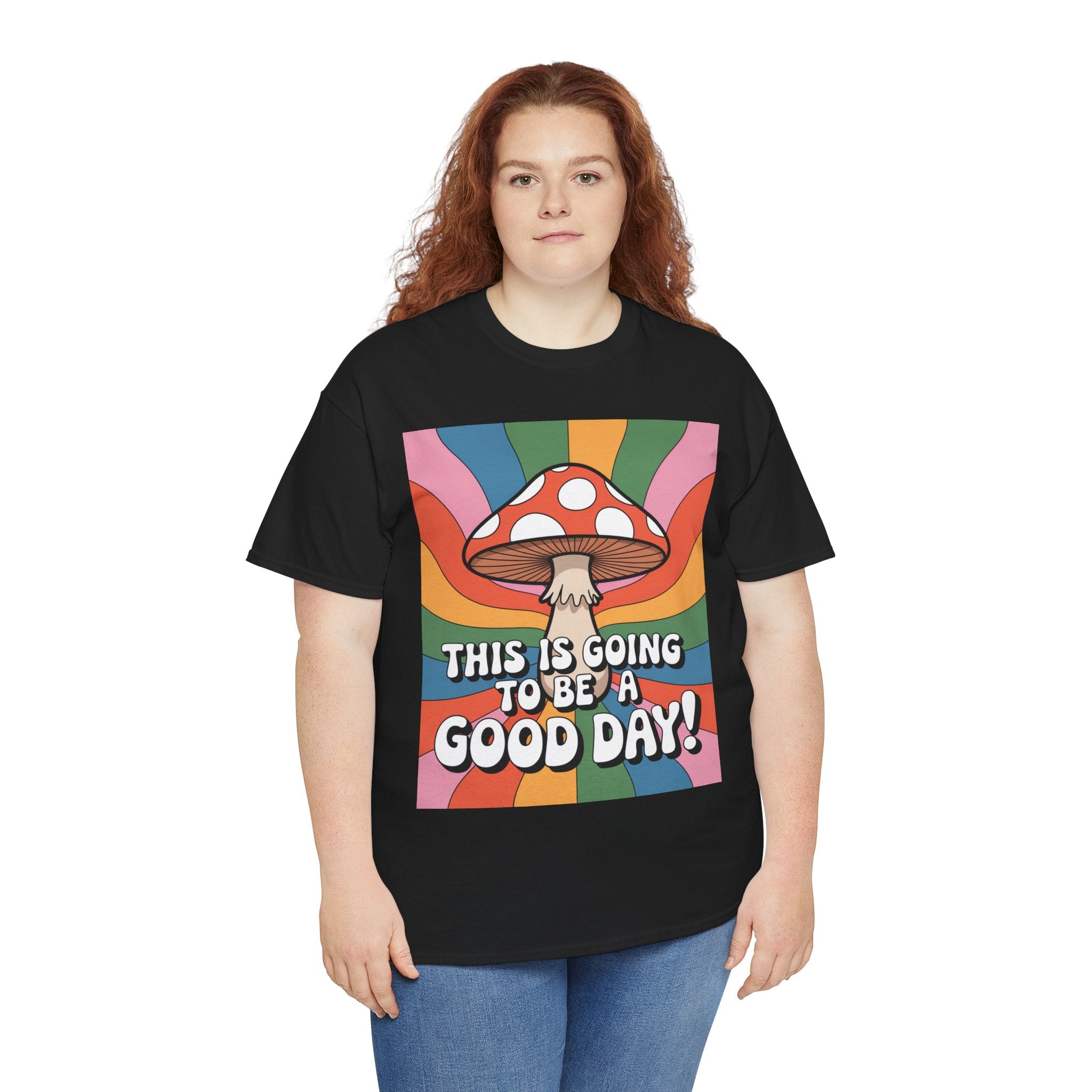 Fun Hippy Mushroom Cheerful Graphic Tee, Positive Vibes T-Shirt for Everyday Wear, Gift for Nature Lovers, Trendy Casual Wear, Eco-Friendly Fashion