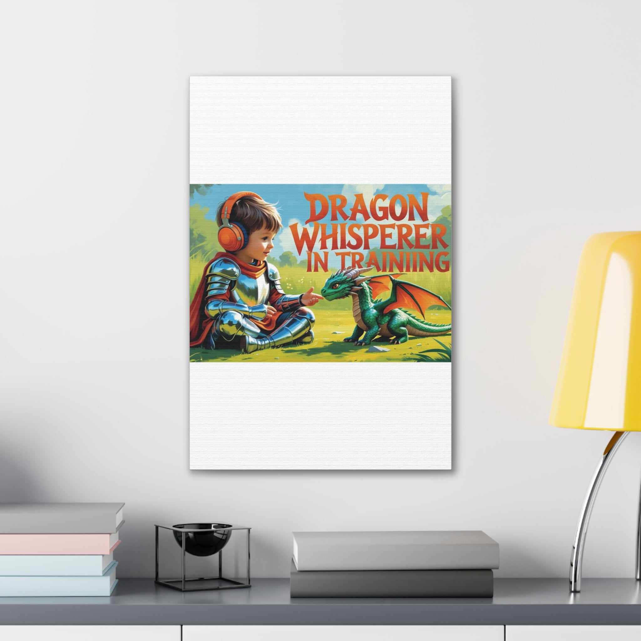 Dragon Whisperer Canvas Print, Playroom Decor, Childrens Wall Art, Fantasy Kids Room, Dragon Lover Gift, Adventure Art, Kid's Room Decor