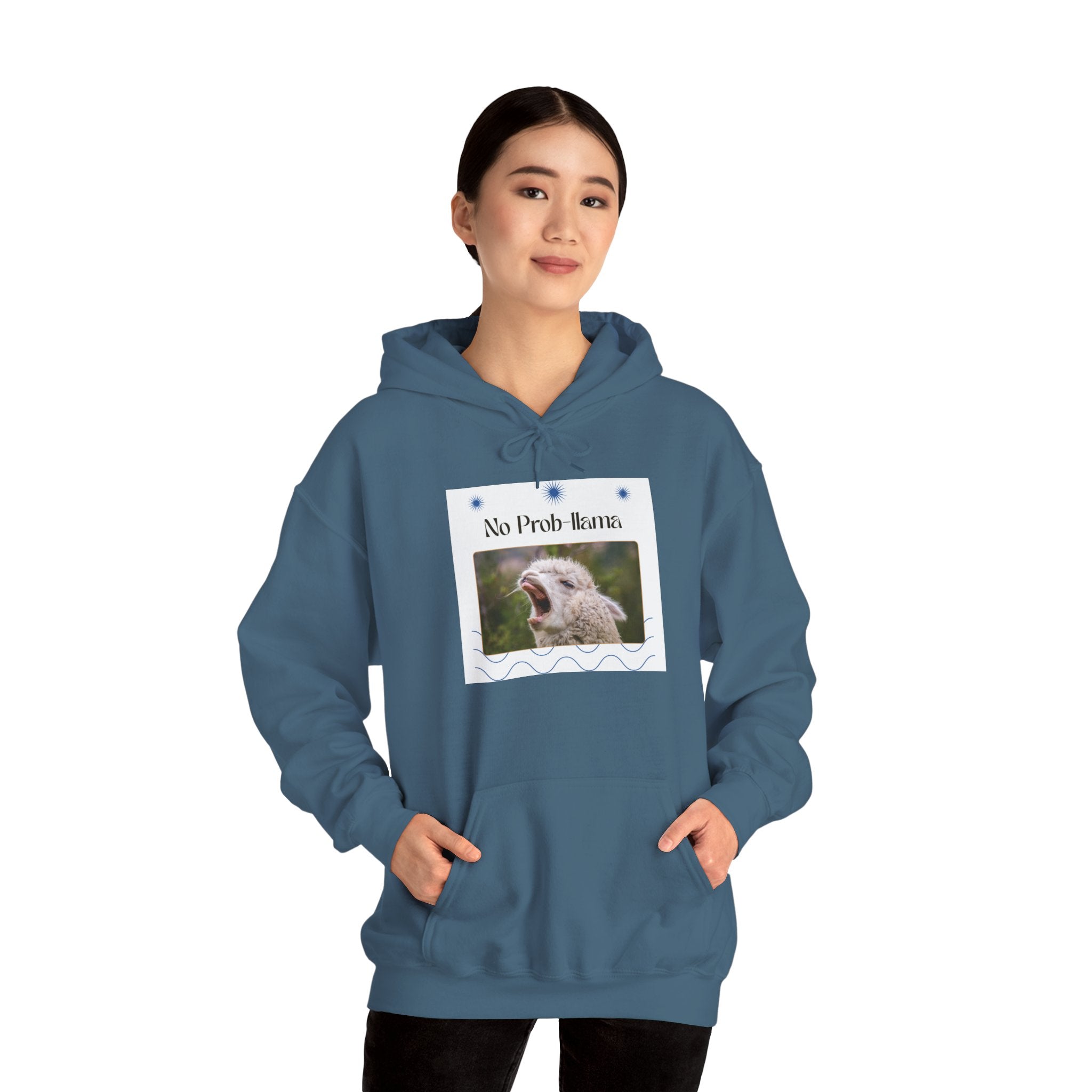 "No Prob-Llama" Unisex Hooded Sweatshirt with Fun Design, Cozy Apparel for Relaxed Days, Gifts for Friends, Casual Wear, Unique Gift Idea, Birthday Present