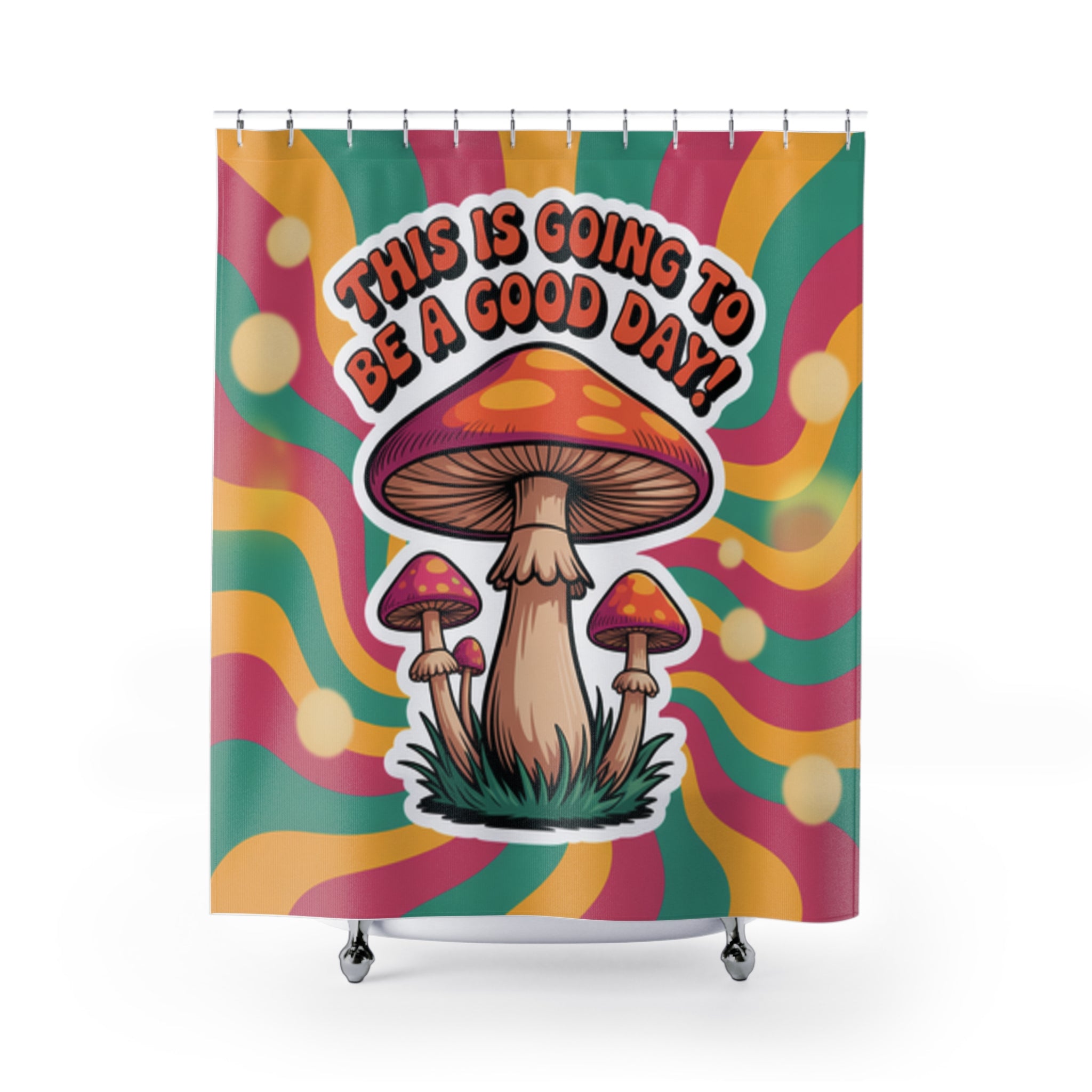 Psychedelic Mushroom Shower Curtain, Bohemian Bathroom Decor, Funky Home Accessories, Positive Vibes, Unique Gift Idea
