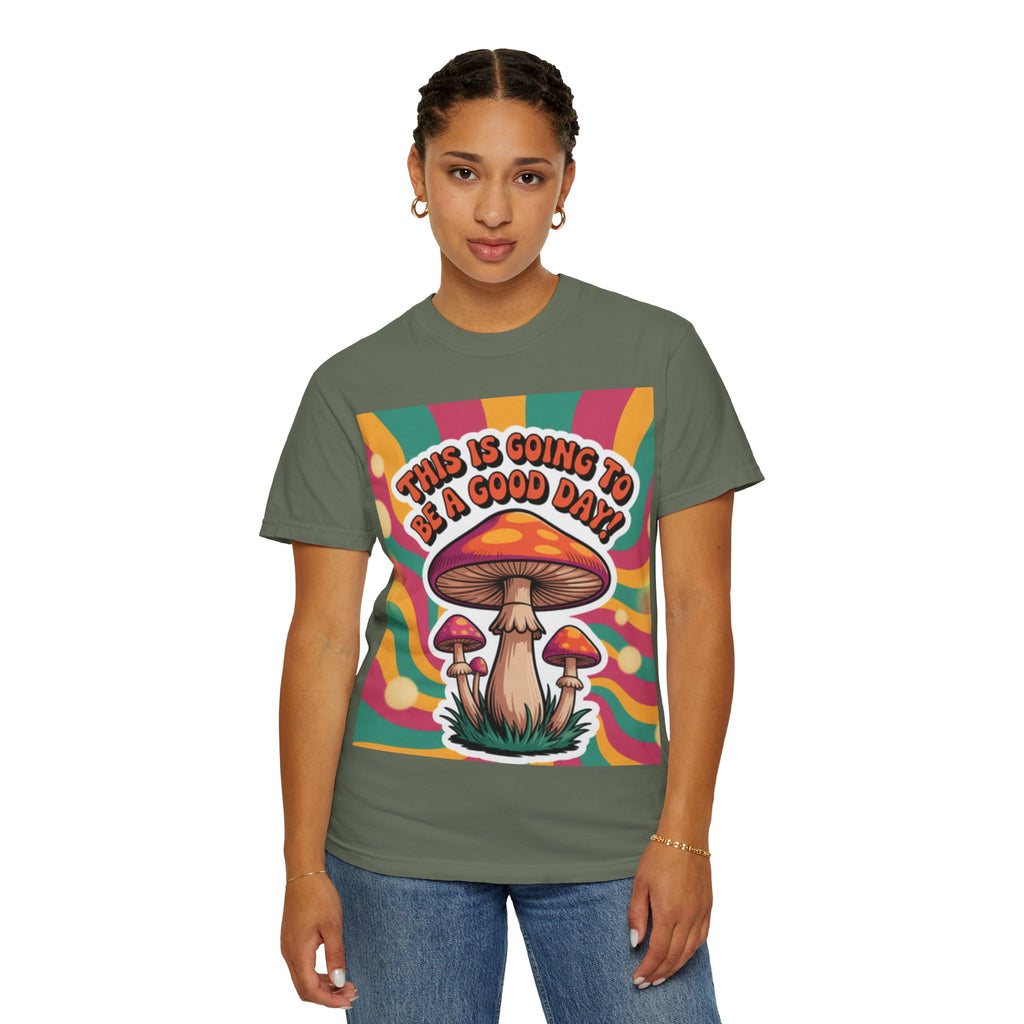 Positive Vibes T-shirt, Retro Mushroom Tee, Unisex Psychedelic Shirt, Gift for Friends, Casual Wear, Summer Essentials