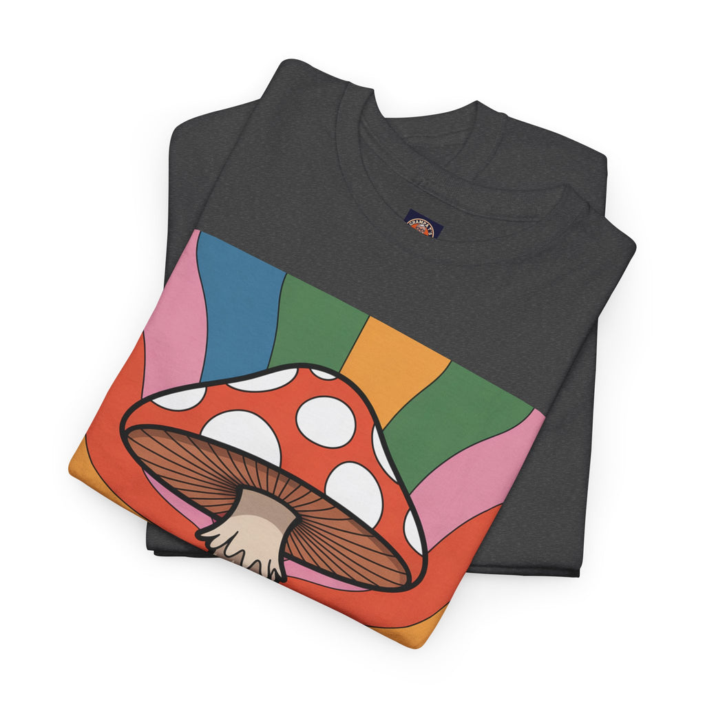 Fun Hippy Mushroom Cheerful Graphic Tee, Positive Vibes T-Shirt for Everyday Wear, Gift for Nature Lovers, Trendy Casual Wear, Eco-Friendly Fashion