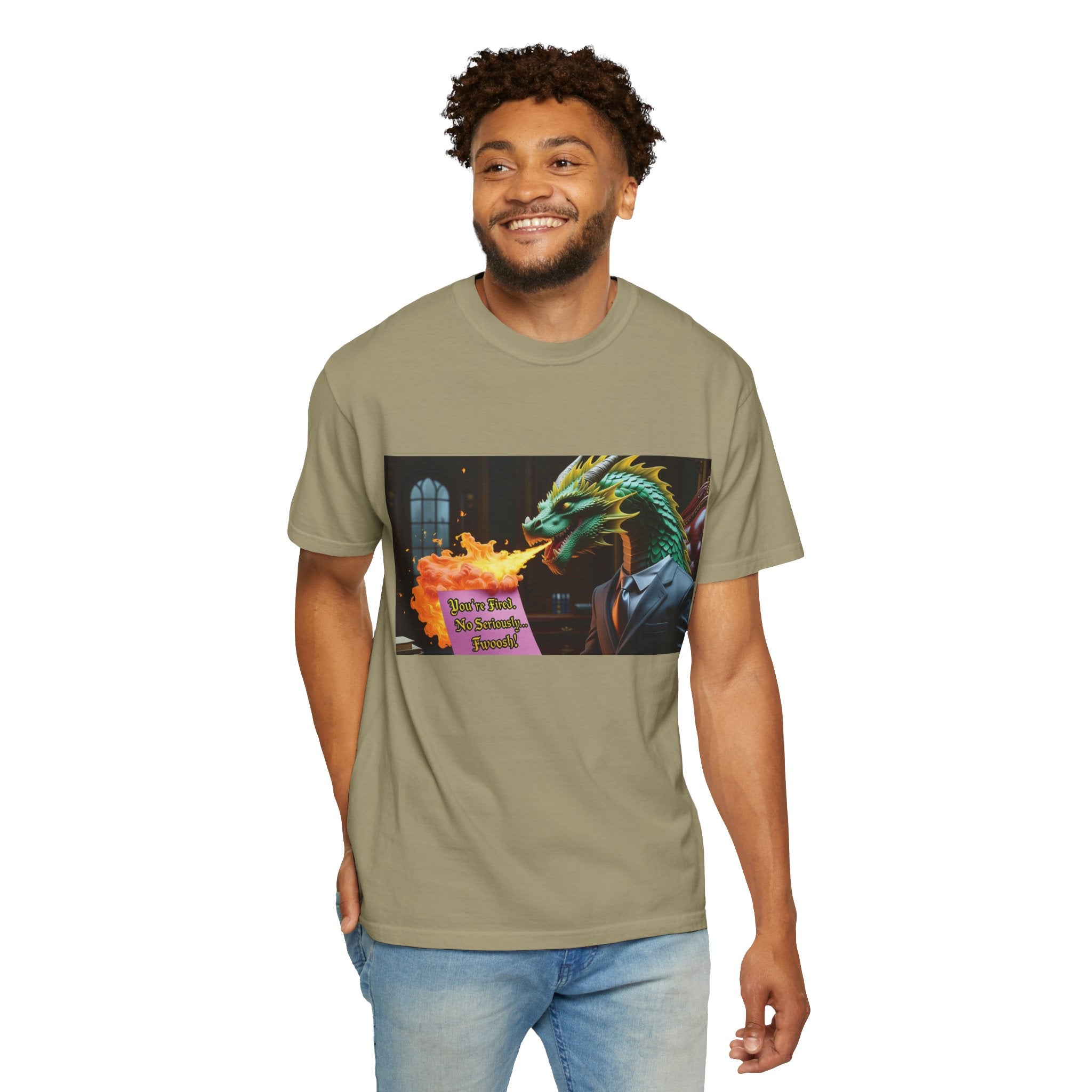 Dragon Fire  Unisex Garment-Dyed T-Shirt, Fun Graphic Tee, Unique Gift, Casual Wear, Fantasy Lover Apparel, Statement Shirt