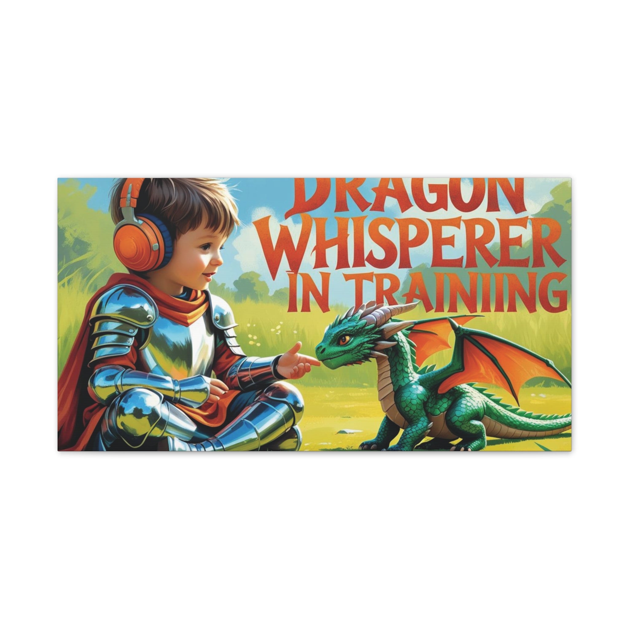 Dragon Whisperer Canvas Print, Playroom Decor, Childrens Wall Art, Fantasy Kids Room, Dragon Lover Gift, Adventure Art, Kid's Room Decor