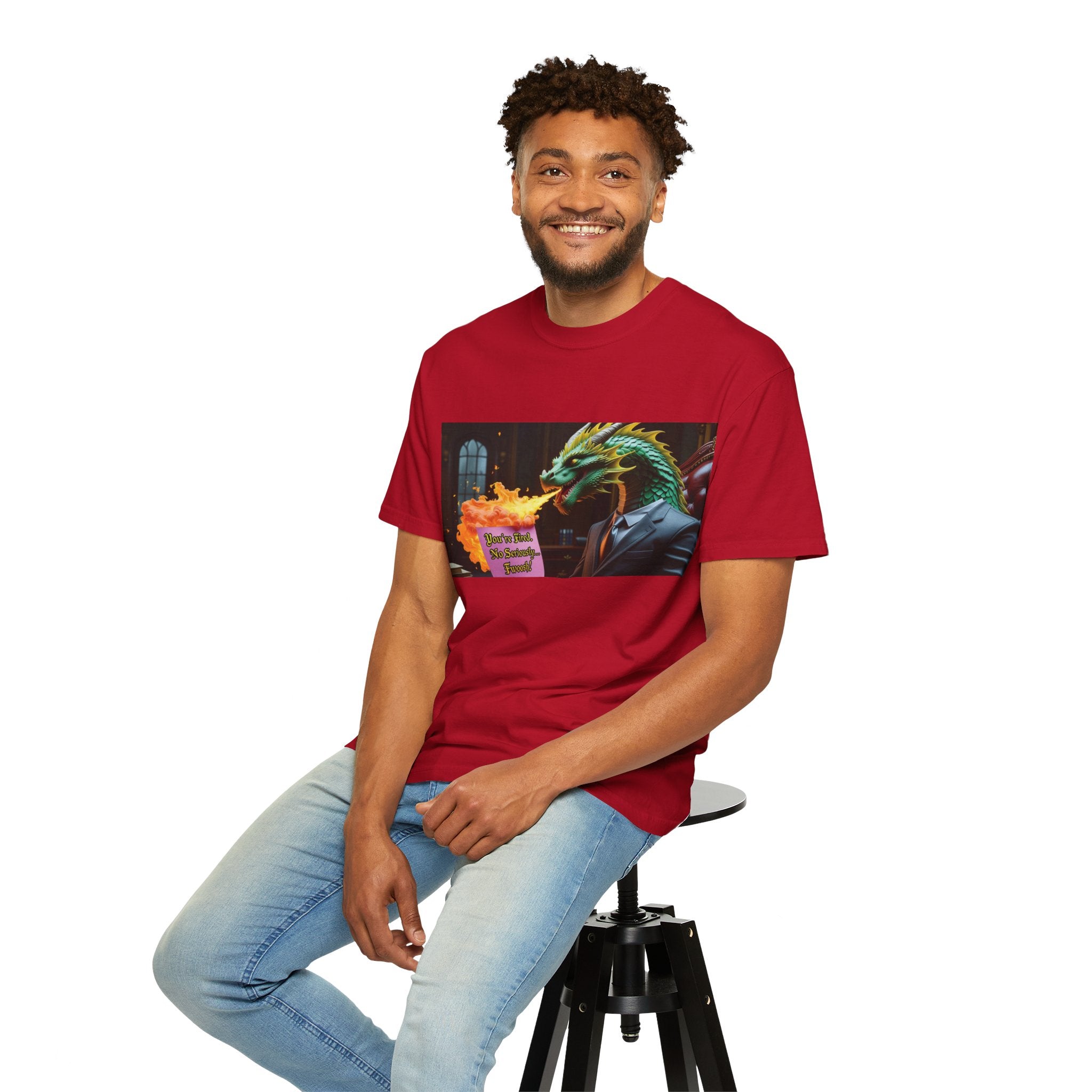Dragon Fire  Unisex Garment-Dyed T-Shirt, Fun Graphic Tee, Unique Gift, Casual Wear, Fantasy Lover Apparel, Statement Shirt