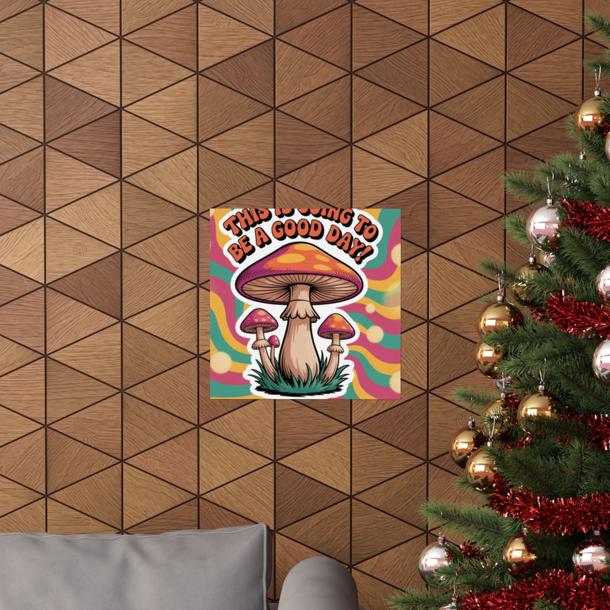 Colorful 70s Retro Mushroom Art Posters - Positive Wall Decor, Psychedelic Prints, Boho Home Decor, Gift for Friends, Inspirational Wall Art