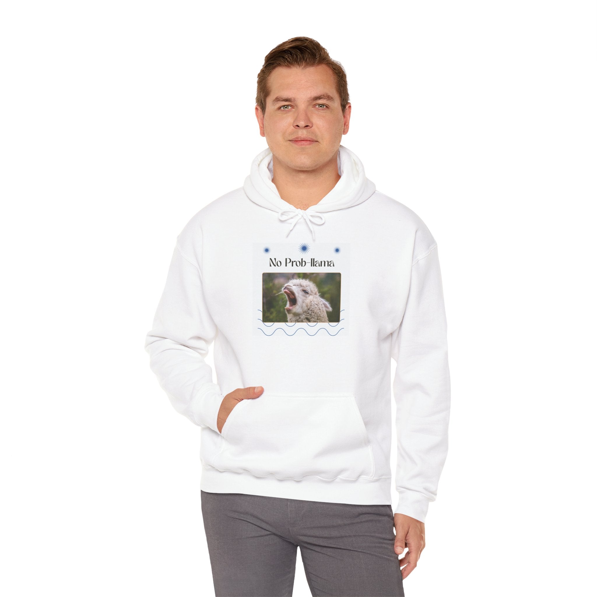 "No Prob-Llama" Unisex Hooded Sweatshirt with Fun Design, Cozy Apparel for Relaxed Days, Gifts for Friends, Casual Wear, Unique Gift Idea, Birthday Present