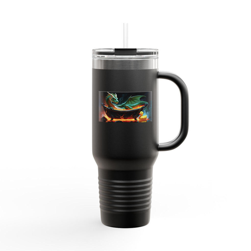 Fun Fantasy Dragon Bath Time Insulated Travel Mug, 40oz - Perfect for Adventures & Celebrations, Dragon Design, Hot & Cold Beverages, Gift for Fantasy Lovers