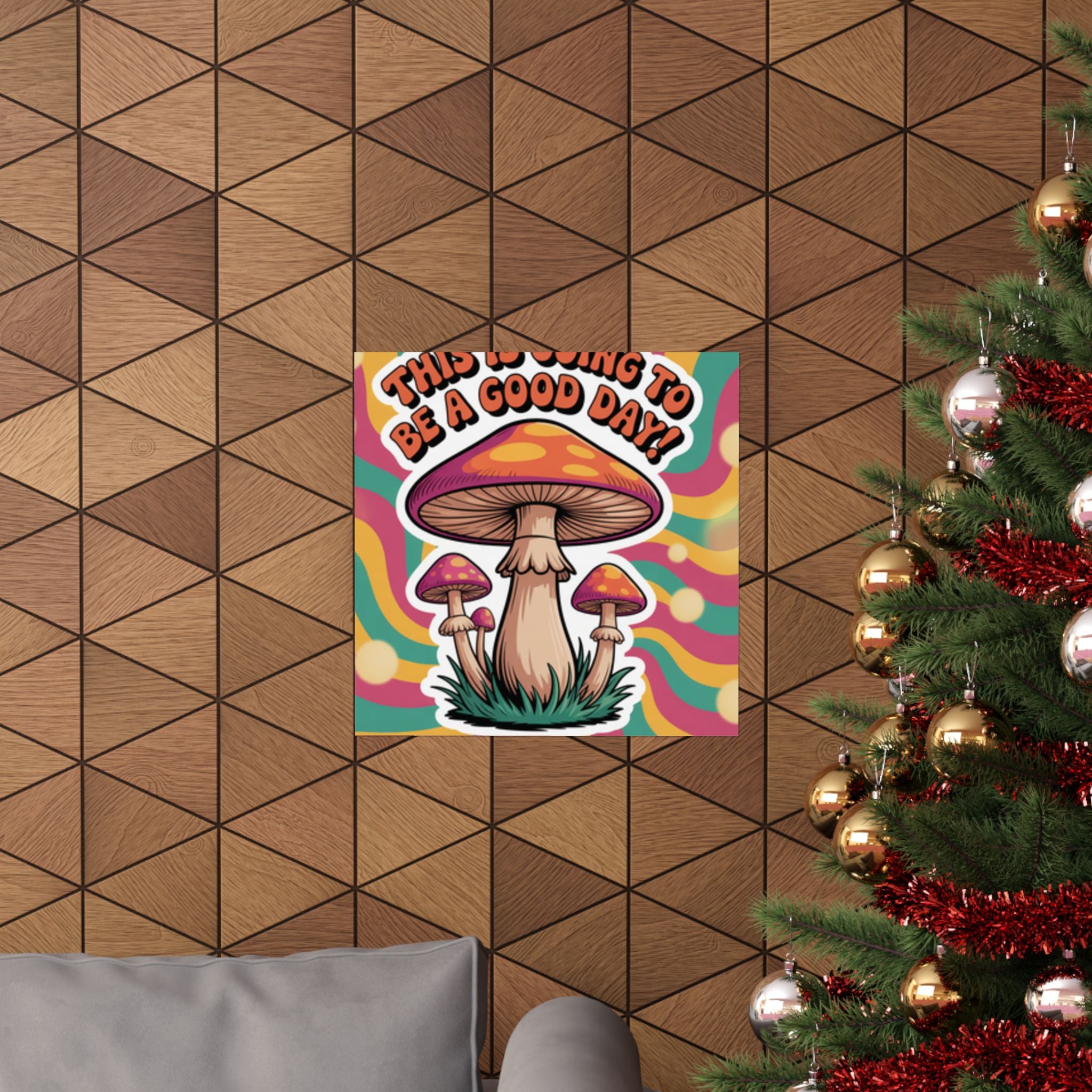 Colorful 70s Retro Mushroom Art Posters - Positive Wall Decor, Psychedelic Prints, Boho Home Decor, Gift for Friends, Inspirational Wall Art