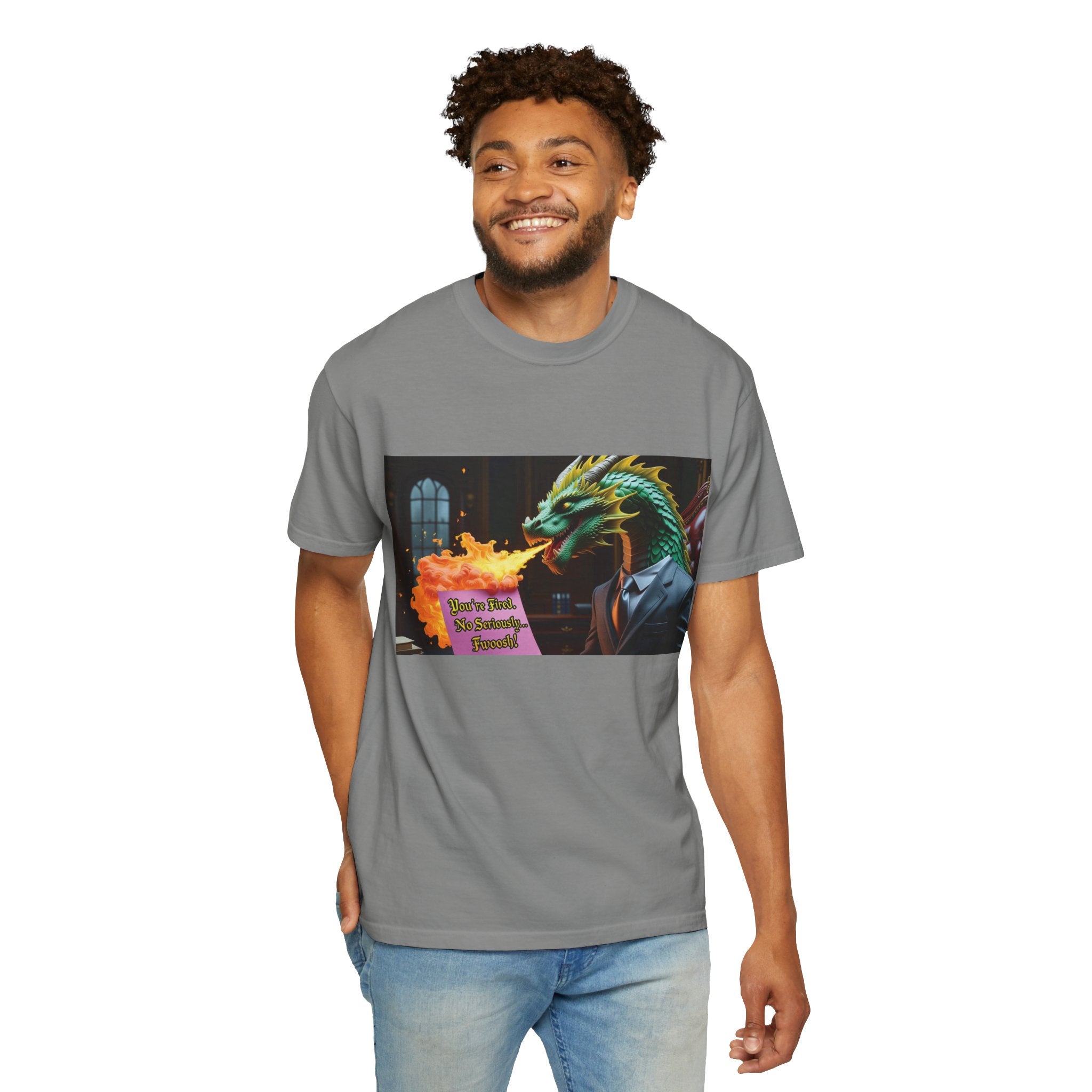 Dragon Fire  Unisex Garment-Dyed T-Shirt, Fun Graphic Tee, Unique Gift, Casual Wear, Fantasy Lover Apparel, Statement Shirt