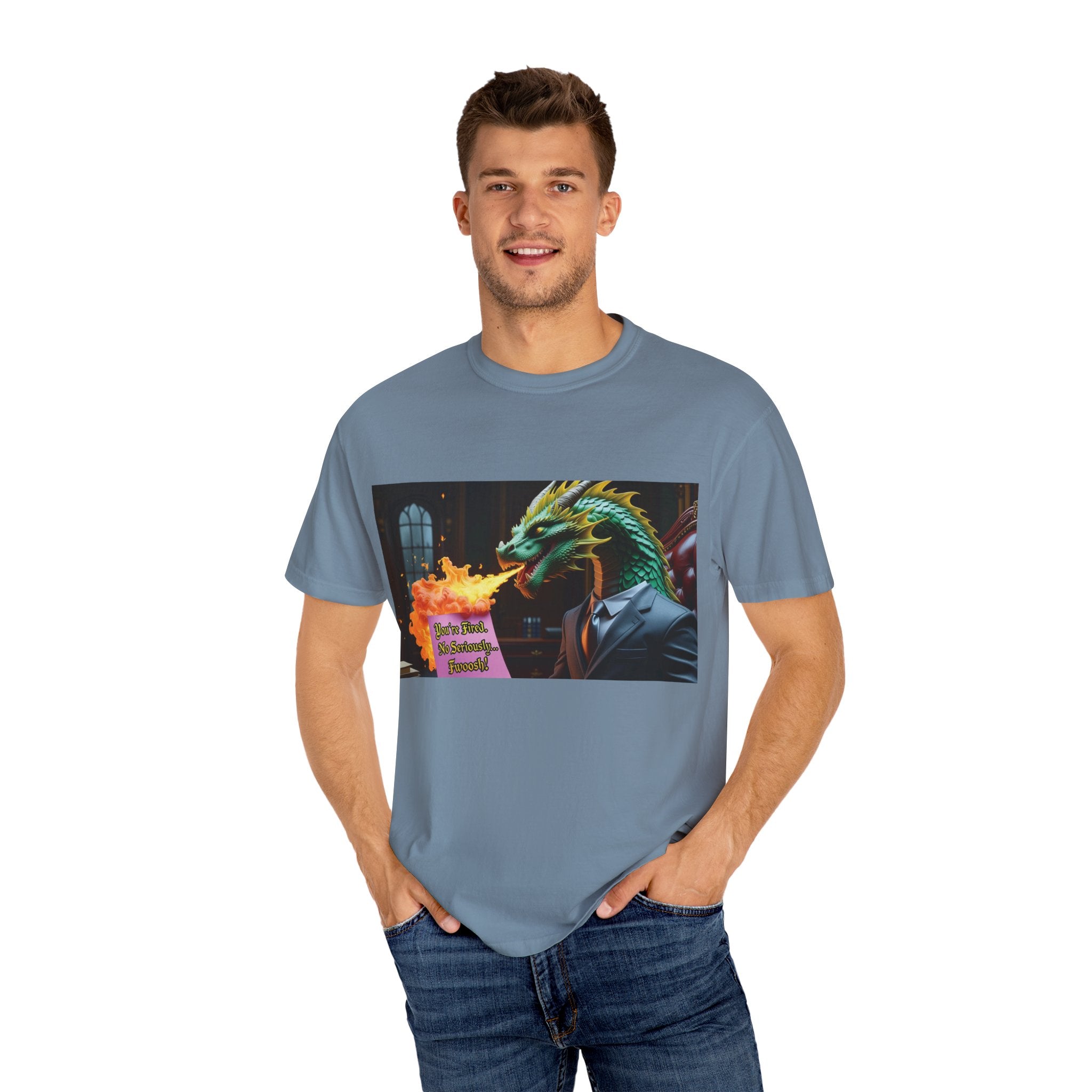 Dragon Fire  Unisex Garment-Dyed T-Shirt, Fun Graphic Tee, Unique Gift, Casual Wear, Fantasy Lover Apparel, Statement Shirt