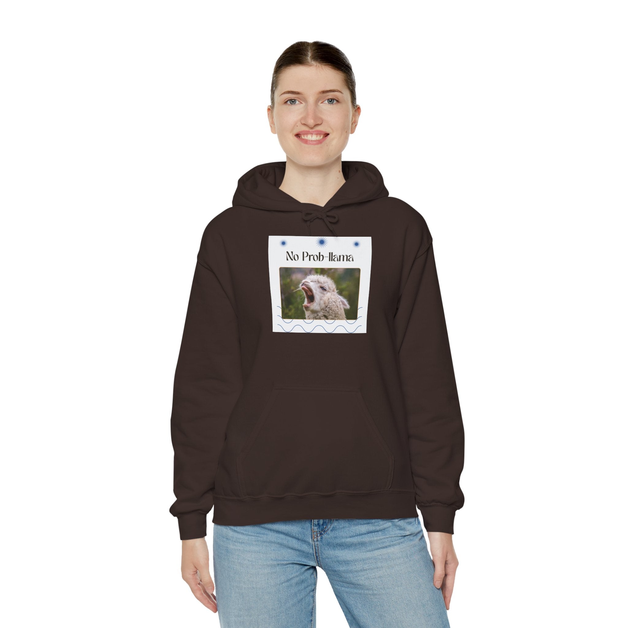 "No Prob-Llama" Unisex Hooded Sweatshirt with Fun Design, Cozy Apparel for Relaxed Days, Gifts for Friends, Casual Wear, Unique Gift Idea, Birthday Present