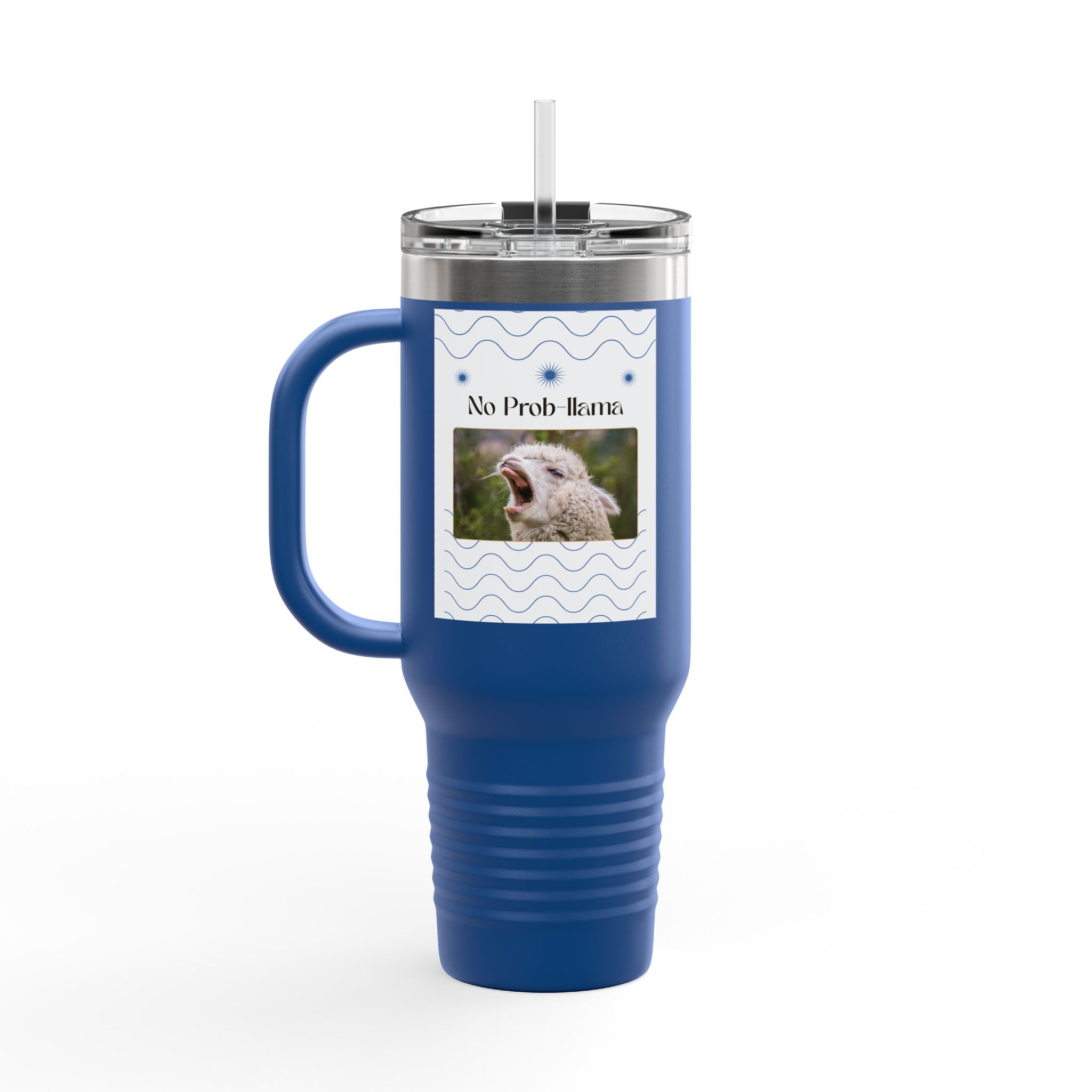 No Prob-Llama 40oz Travel Mug – Funny Llama Coffee Tumbler for Adults | Insulated, Spill-Proof, Adventure-Ready Hydration Gift