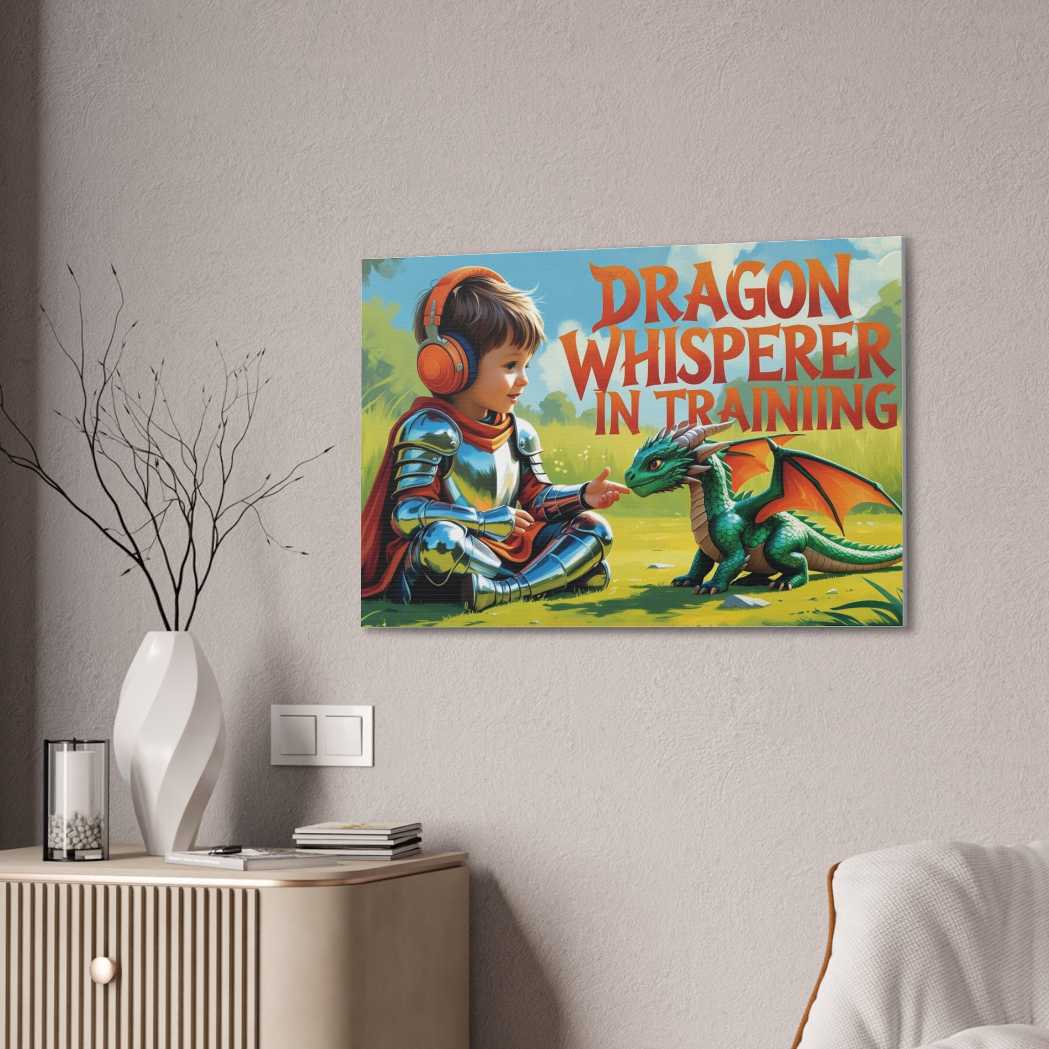 Dragon Whisperer Canvas Print, Playroom Decor, Childrens Wall Art, Fantasy Kids Room, Dragon Lover Gift, Adventure Art, Kid's Room Decor