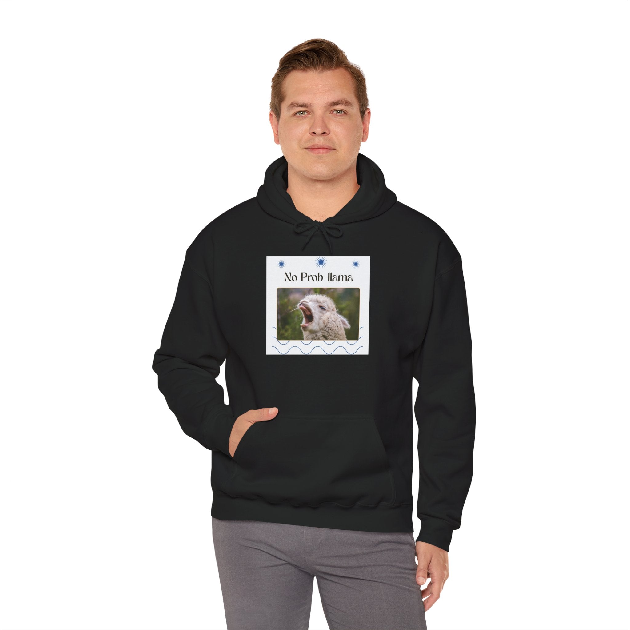 "No Prob-Llama" Unisex Hooded Sweatshirt with Fun Design, Cozy Apparel for Relaxed Days, Gifts for Friends, Casual Wear, Unique Gift Idea, Birthday Present