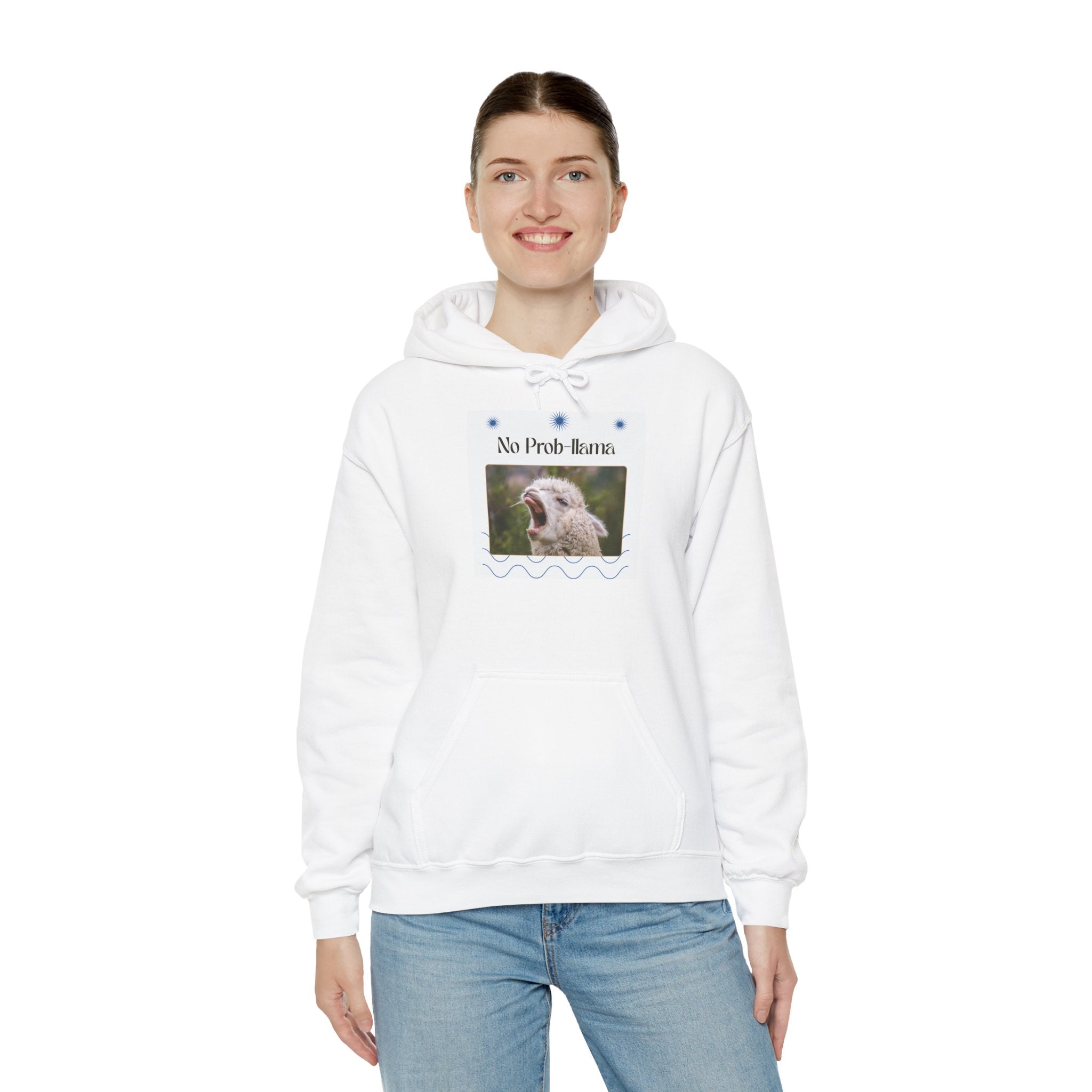 "No Prob-Llama" Unisex Hooded Sweatshirt with Fun Design, Cozy Apparel for Relaxed Days, Gifts for Friends, Casual Wear, Unique Gift Idea, Birthday Present