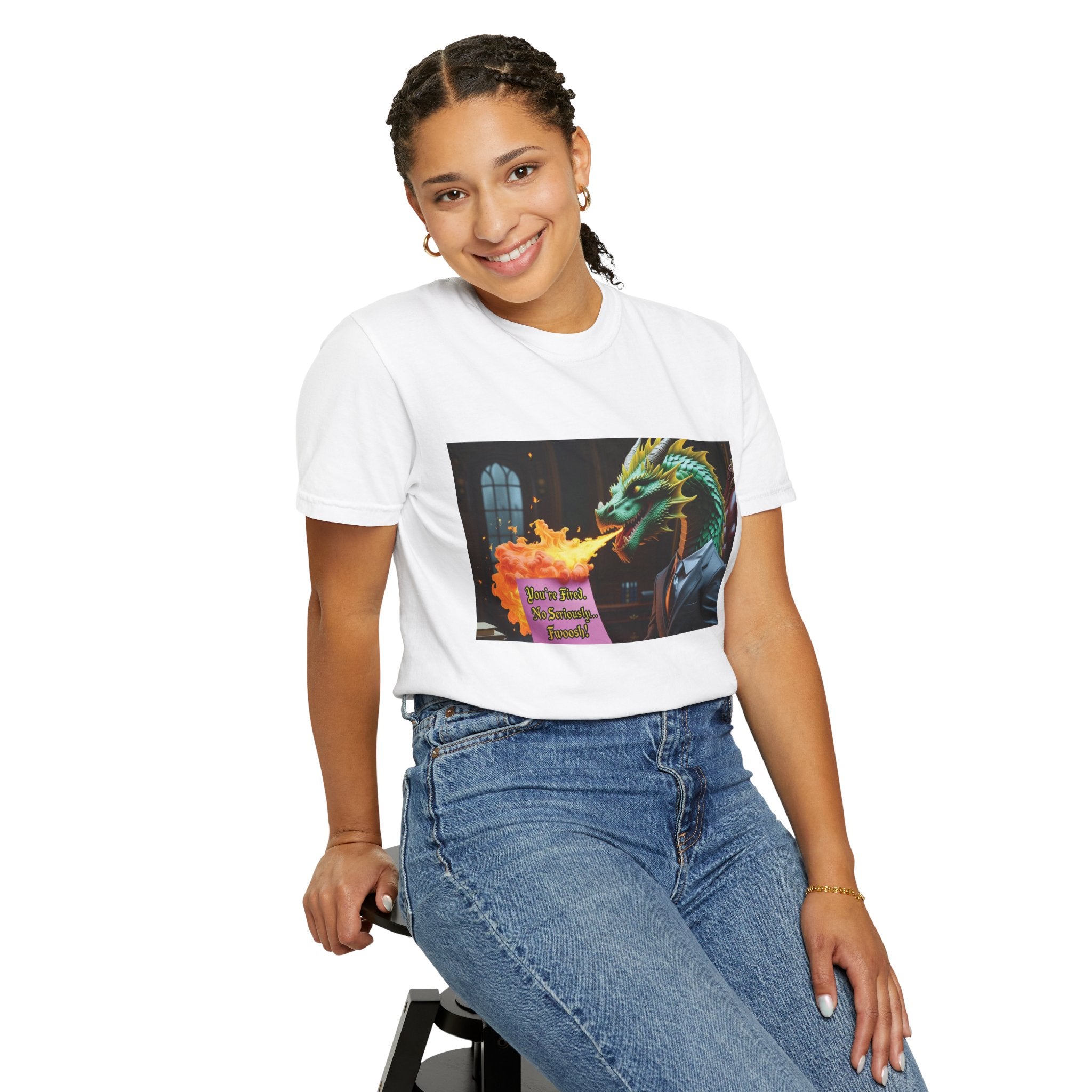 Dragon Fire  Unisex Garment-Dyed T-Shirt, Fun Graphic Tee, Unique Gift, Casual Wear, Fantasy Lover Apparel, Statement Shirt