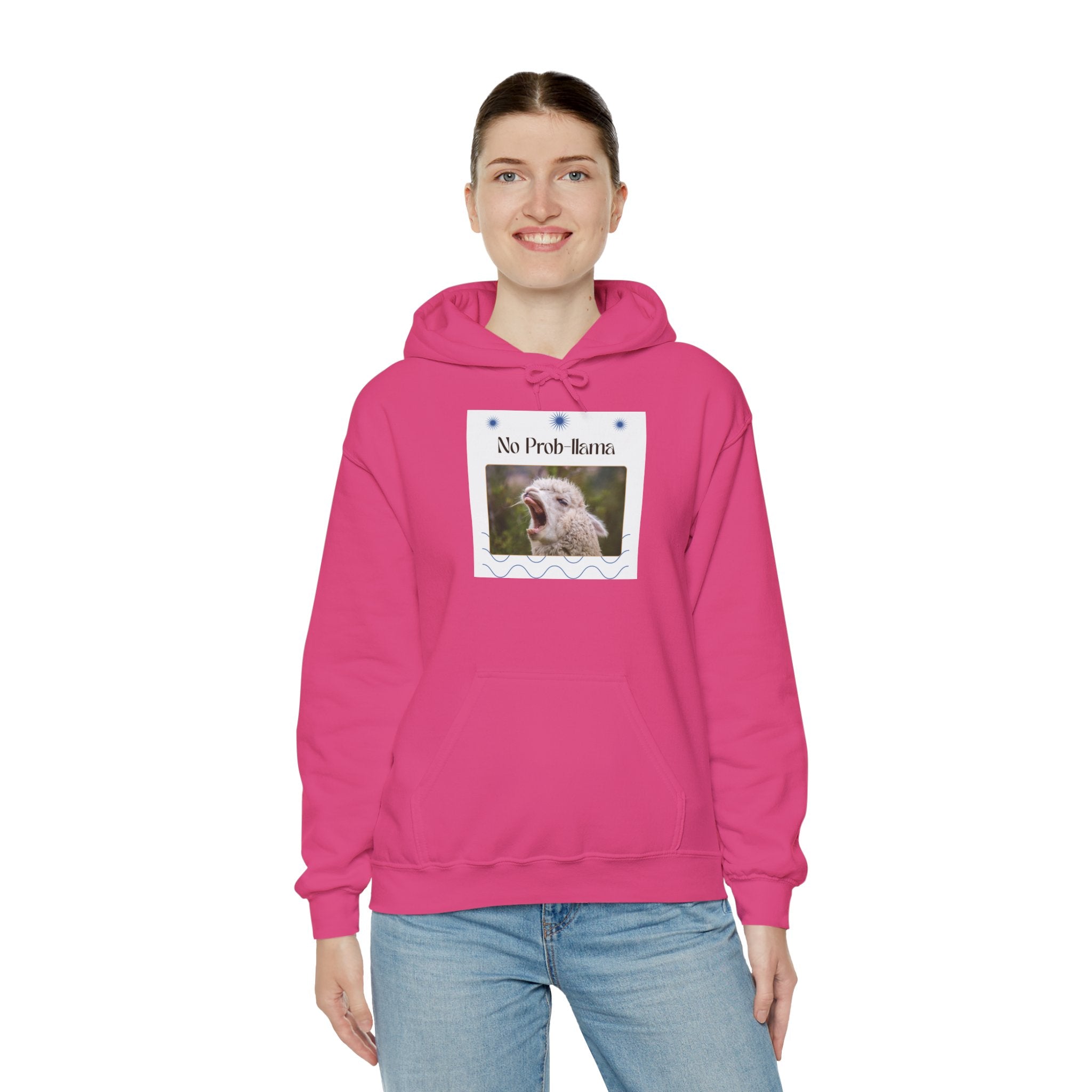 "No Prob-Llama" Unisex Hooded Sweatshirt with Fun Design, Cozy Apparel for Relaxed Days, Gifts for Friends, Casual Wear, Unique Gift Idea, Birthday Present
