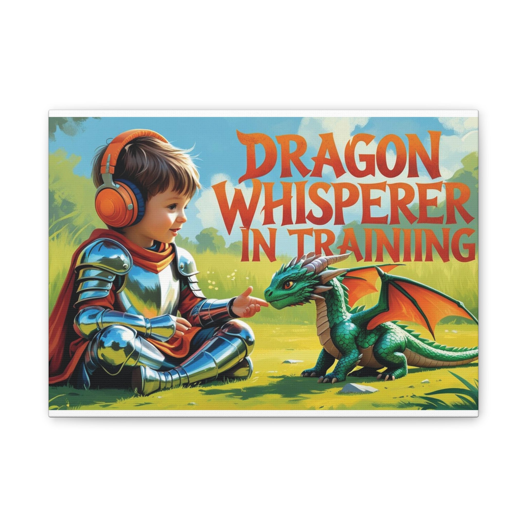 Dragon Whisperer Canvas Print, Playroom Decor, Childrens Wall Art, Fantasy Kids Room, Dragon Lover Gift, Adventure Art, Kid's Room Decor