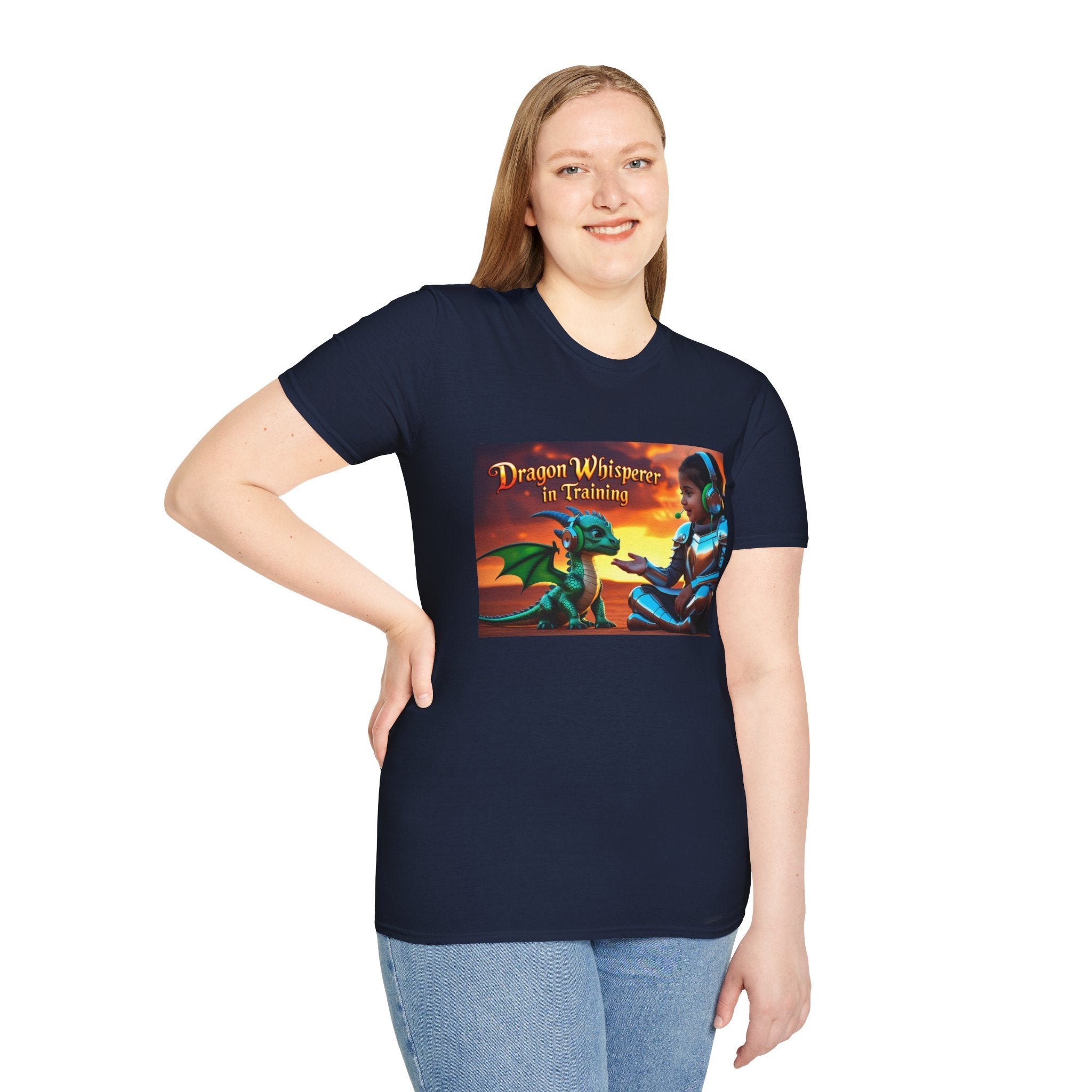 Funny Dragon Whisperer Unisex Softstyle T-Shirt | Fantasy Apparel, Gift for Dragon Lovers, Kids & Adults, Birthday Present, Magical Vibe