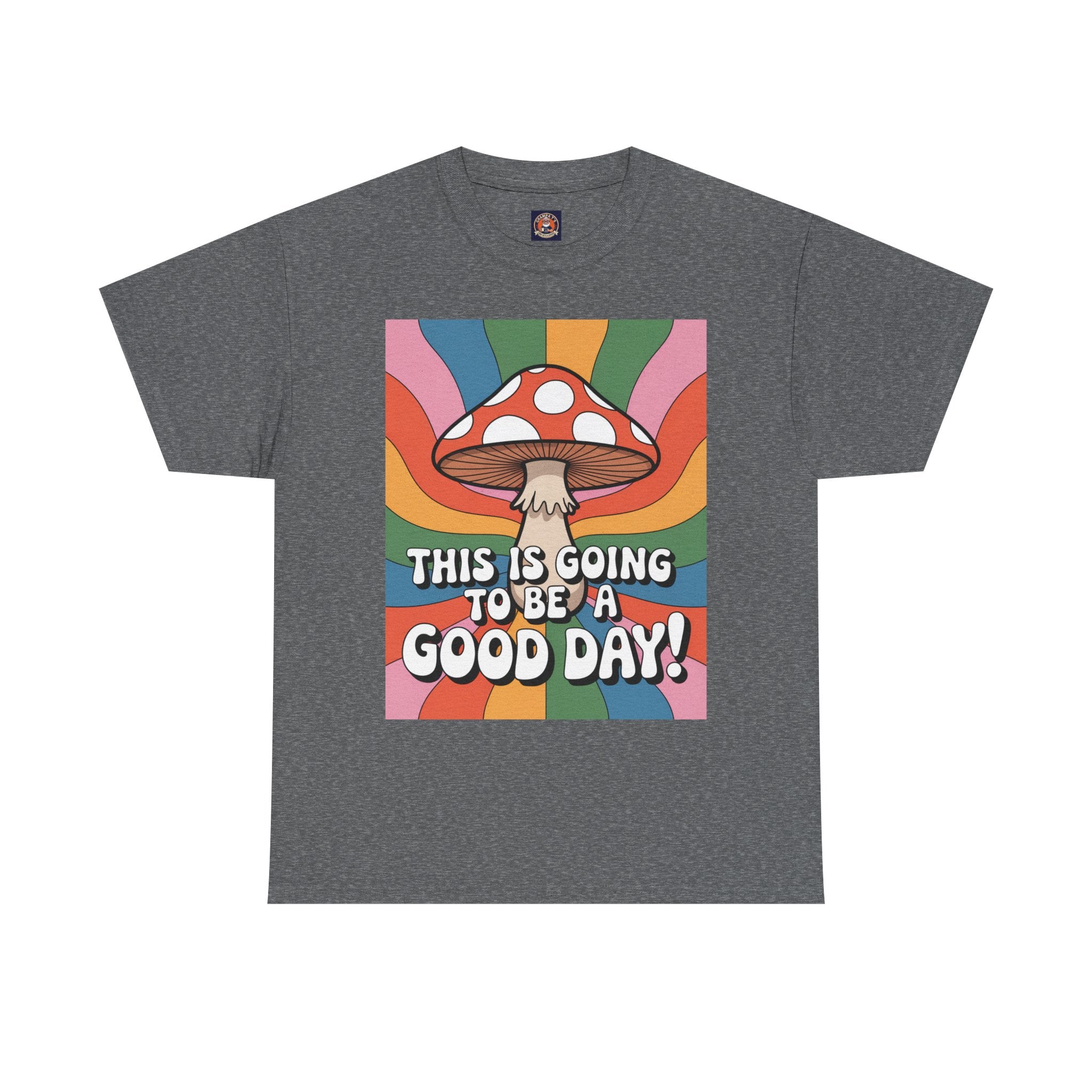 Fun Hippy Mushroom Cheerful Graphic Tee, Positive Vibes T-Shirt for Everyday Wear, Gift for Nature Lovers, Trendy Casual Wear, Eco-Friendly Fashion