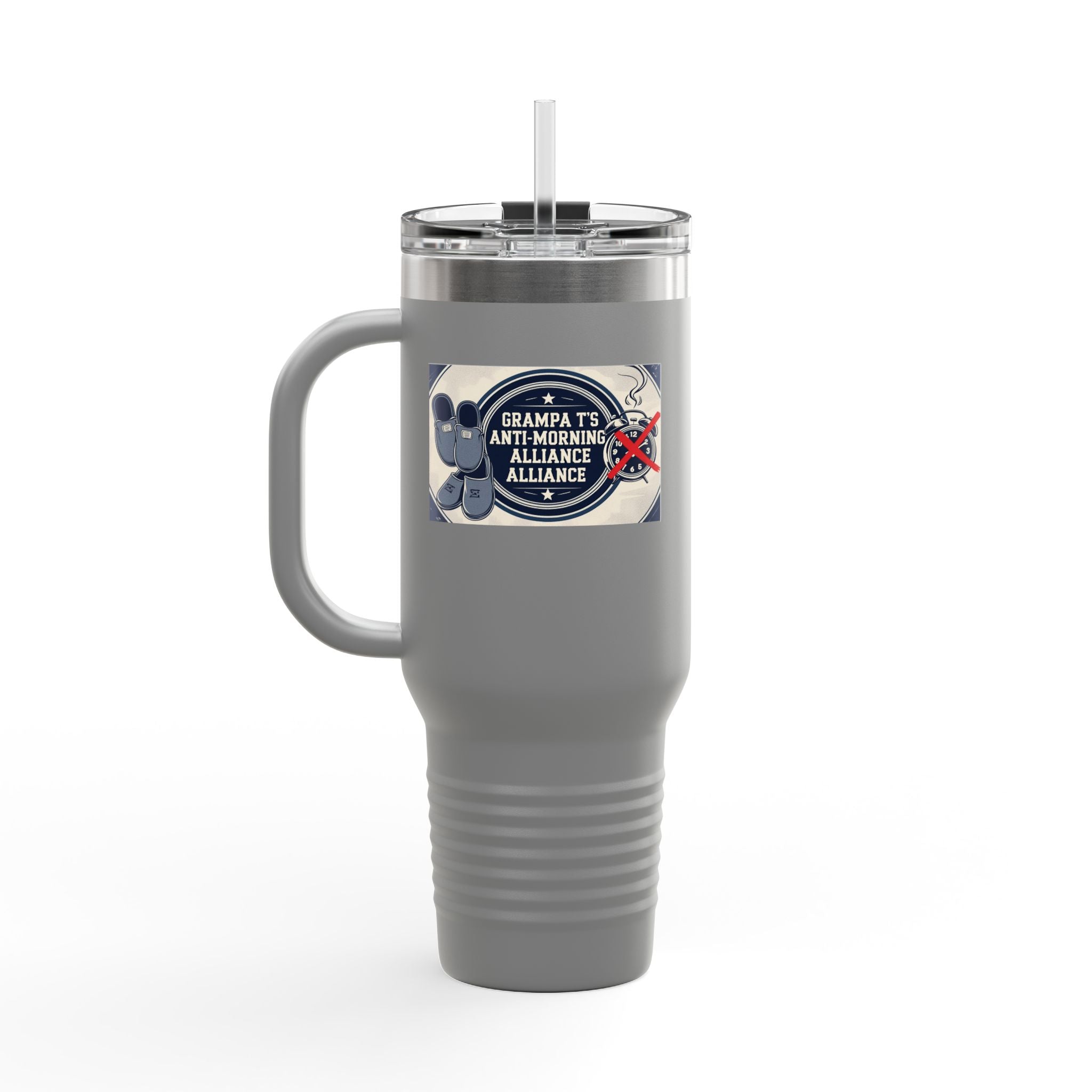 Grampa T's Anti-Morning Funny Custom Insulated Travel Mug, 40oz – Perfect for Coffee Lovers, On-the-Go Drinkware, Gifts for Him/Her, Unique Travel Accessories, [...]