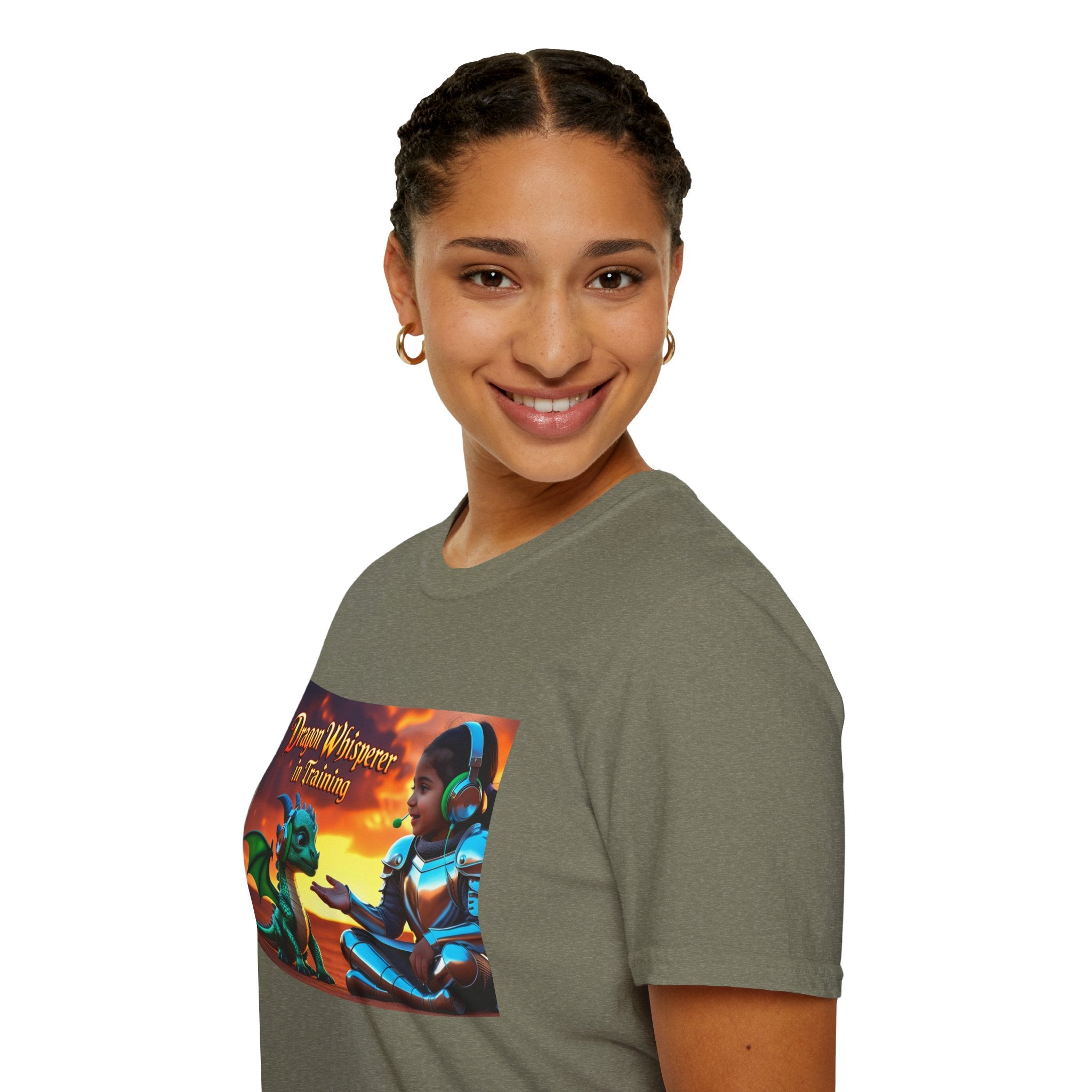 Funny Dragon Whisperer Unisex Softstyle T-Shirt | Fantasy Apparel, Gift for Dragon Lovers, Kids & Adults, Birthday Present, Magical Vibe
