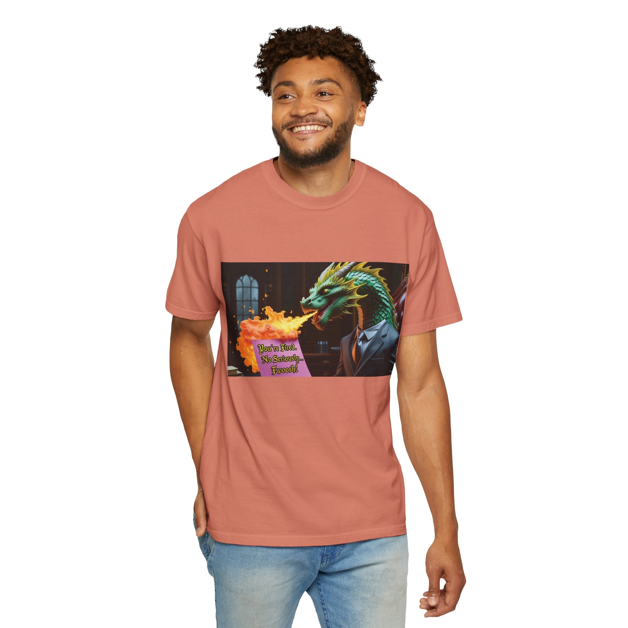 Dragon Fire  Unisex Garment-Dyed T-Shirt, Fun Graphic Tee, Unique Gift, Casual Wear, Fantasy Lover Apparel, Statement Shirt