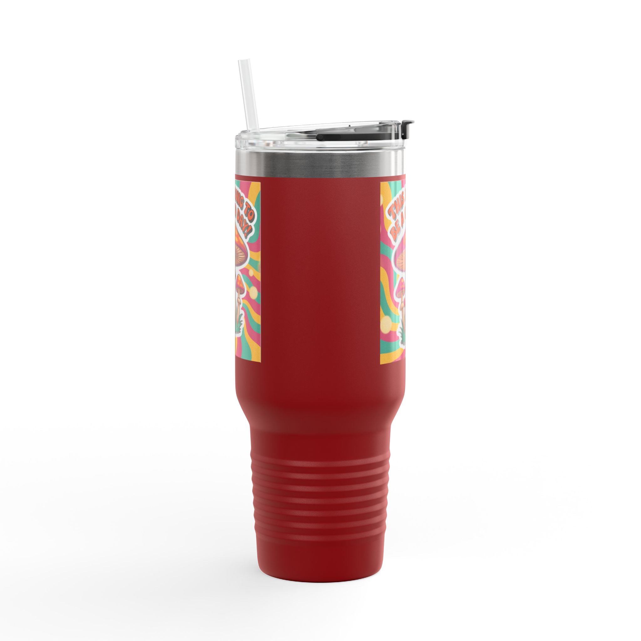 Colorful Happy Mushroom Insulated Travel Mug - Perfect for Adventures, Gifts, Summer Vibes, Camping, Road Trips, Daily Motivation