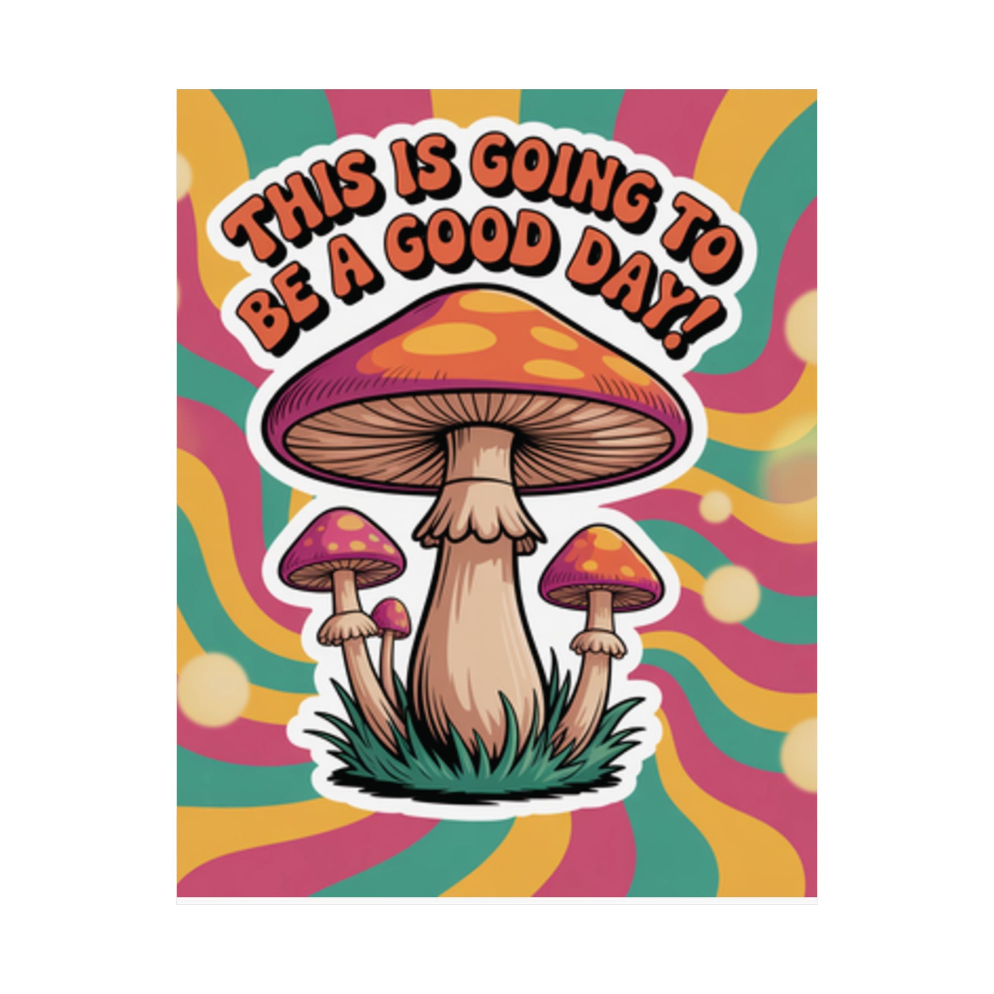Colorful 70s Retro Mushroom Art Posters - Positive Wall Decor, Psychedelic Prints, Boho Home Decor, Gift for Friends, Inspirational Wall Art