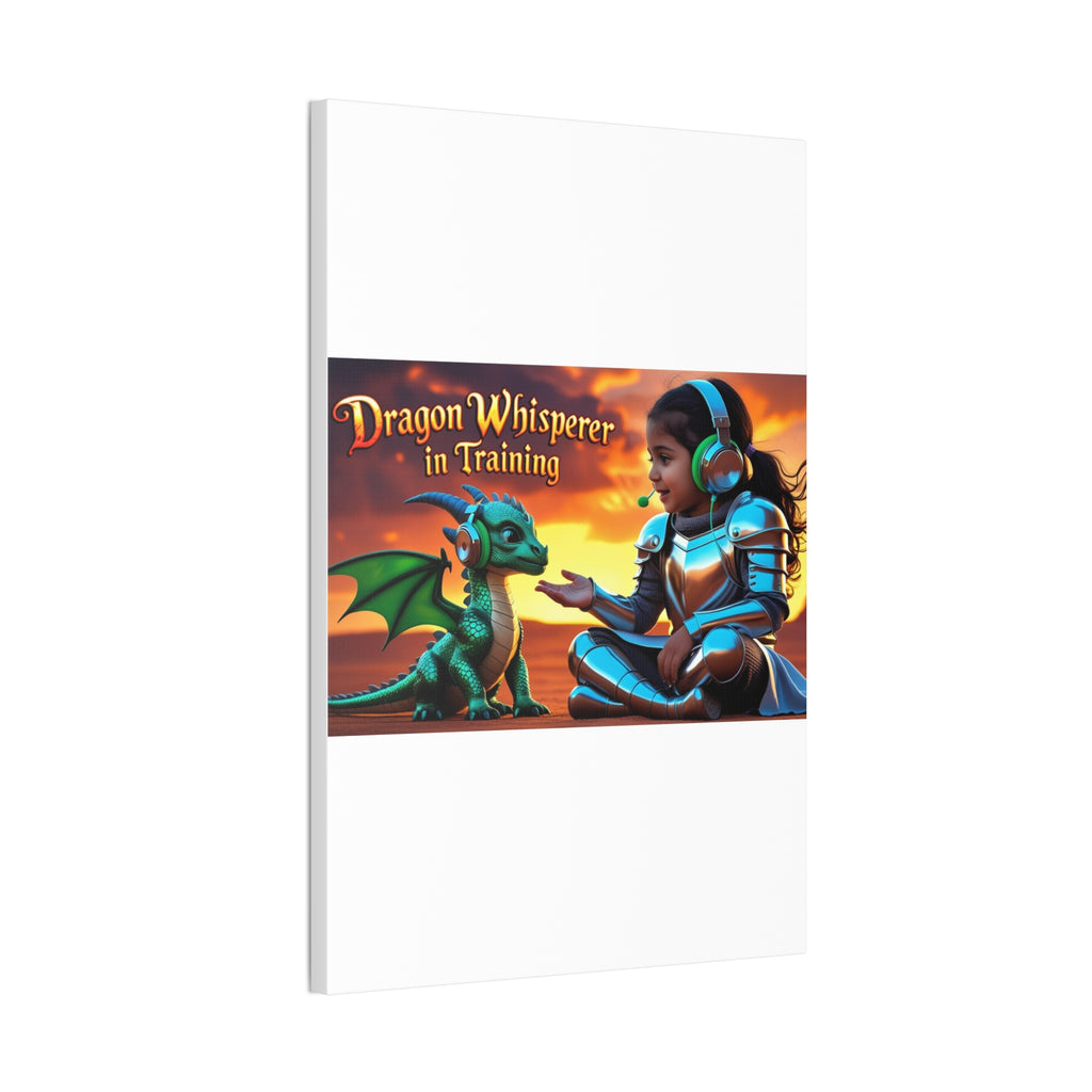 Dragon Whisperer (Girl) Canvas Print, Fantasy Wall Art, Kids Room Decor, Magical Artwork, Gift for Dragon Lovers, Adventure Theme
