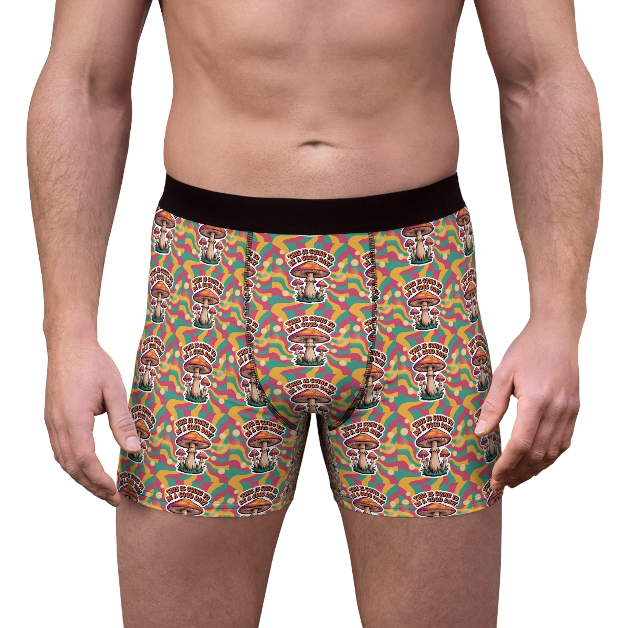 Colorful Mushroom Men's Boxer Briefs, Funky Underwear, Unique Gift, Festival Style, Vibrant Prints, Comfortable Daily Wear