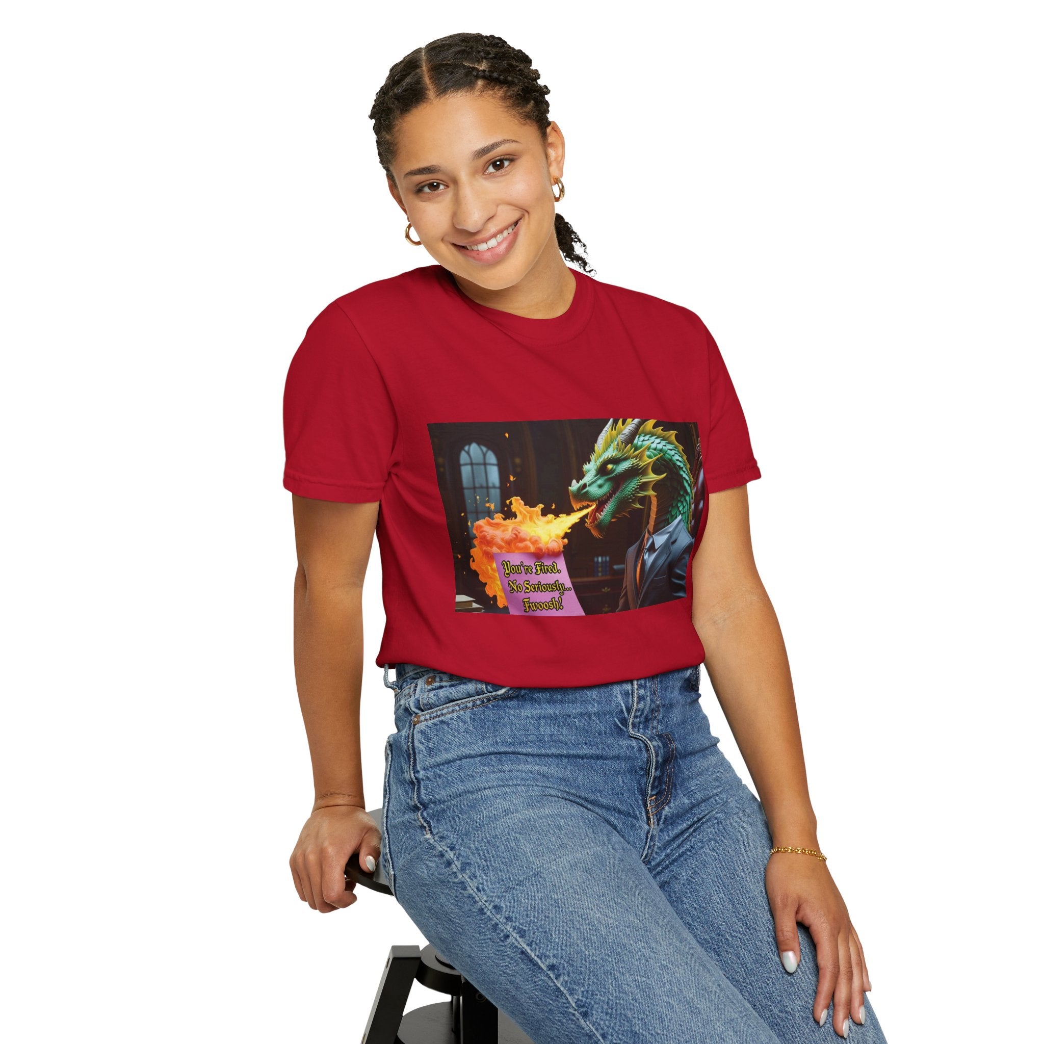 Dragon Fire  Unisex Garment-Dyed T-Shirt, Fun Graphic Tee, Unique Gift, Casual Wear, Fantasy Lover Apparel, Statement Shirt