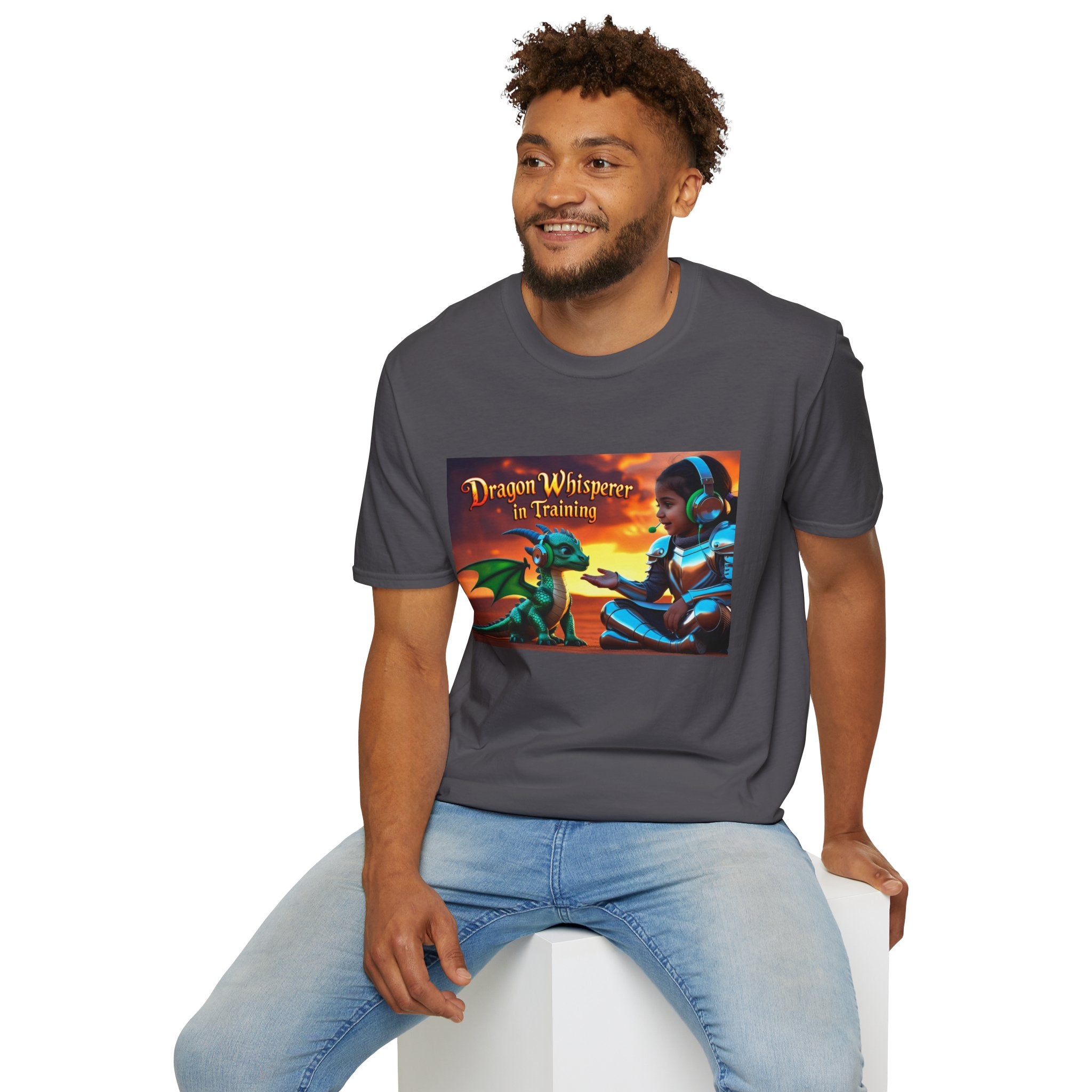Funny Dragon Whisperer Unisex Softstyle T-Shirt | Fantasy Apparel, Gift for Dragon Lovers, Kids & Adults, Birthday Present, Magical Vibe