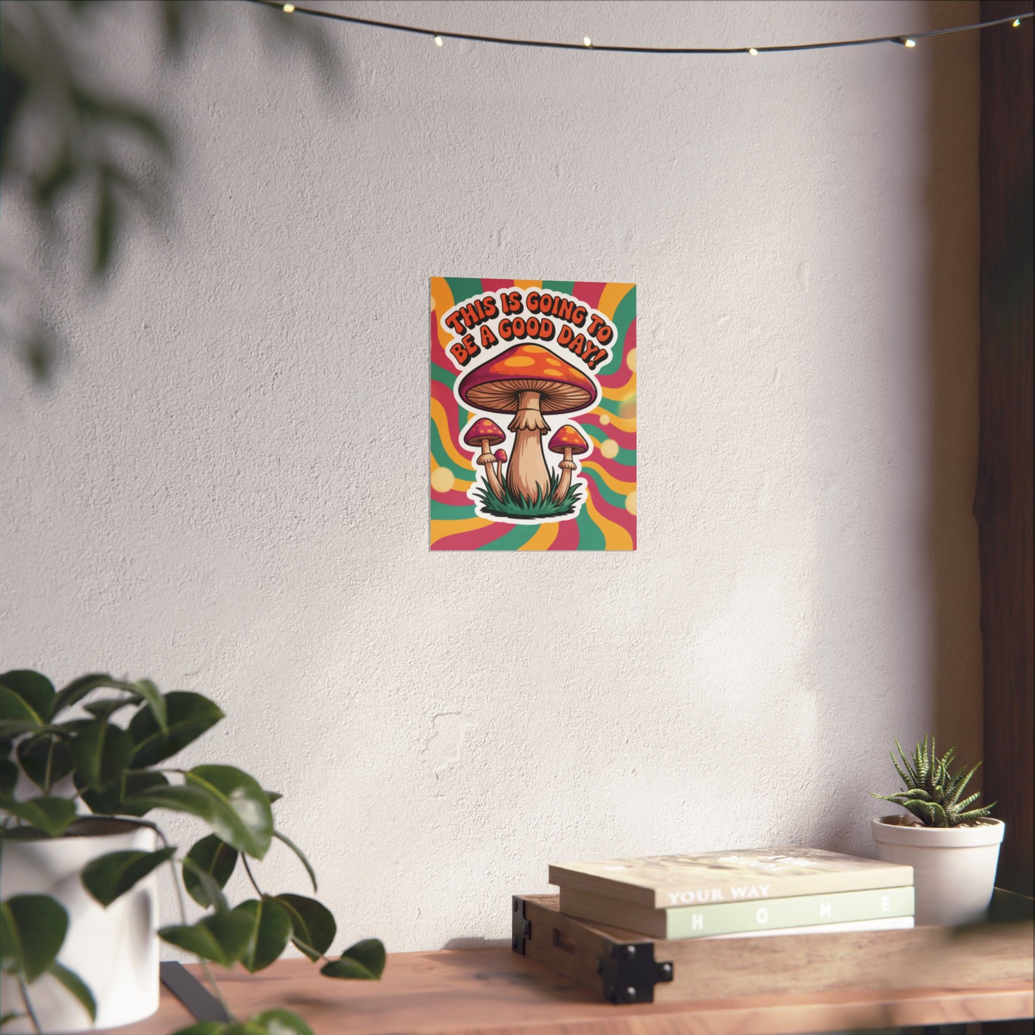 Colorful 70s Retro Mushroom Art Posters - Positive Wall Decor, Psychedelic Prints, Boho Home Decor, Gift for Friends, Inspirational Wall Art
