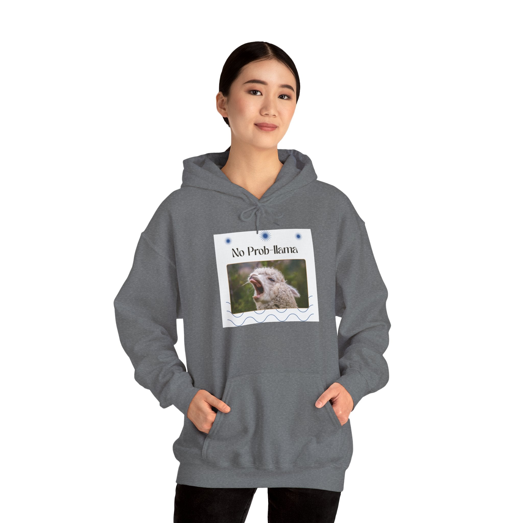 "No Prob-Llama" Unisex Hooded Sweatshirt with Fun Design, Cozy Apparel for Relaxed Days, Gifts for Friends, Casual Wear, Unique Gift Idea, Birthday Present