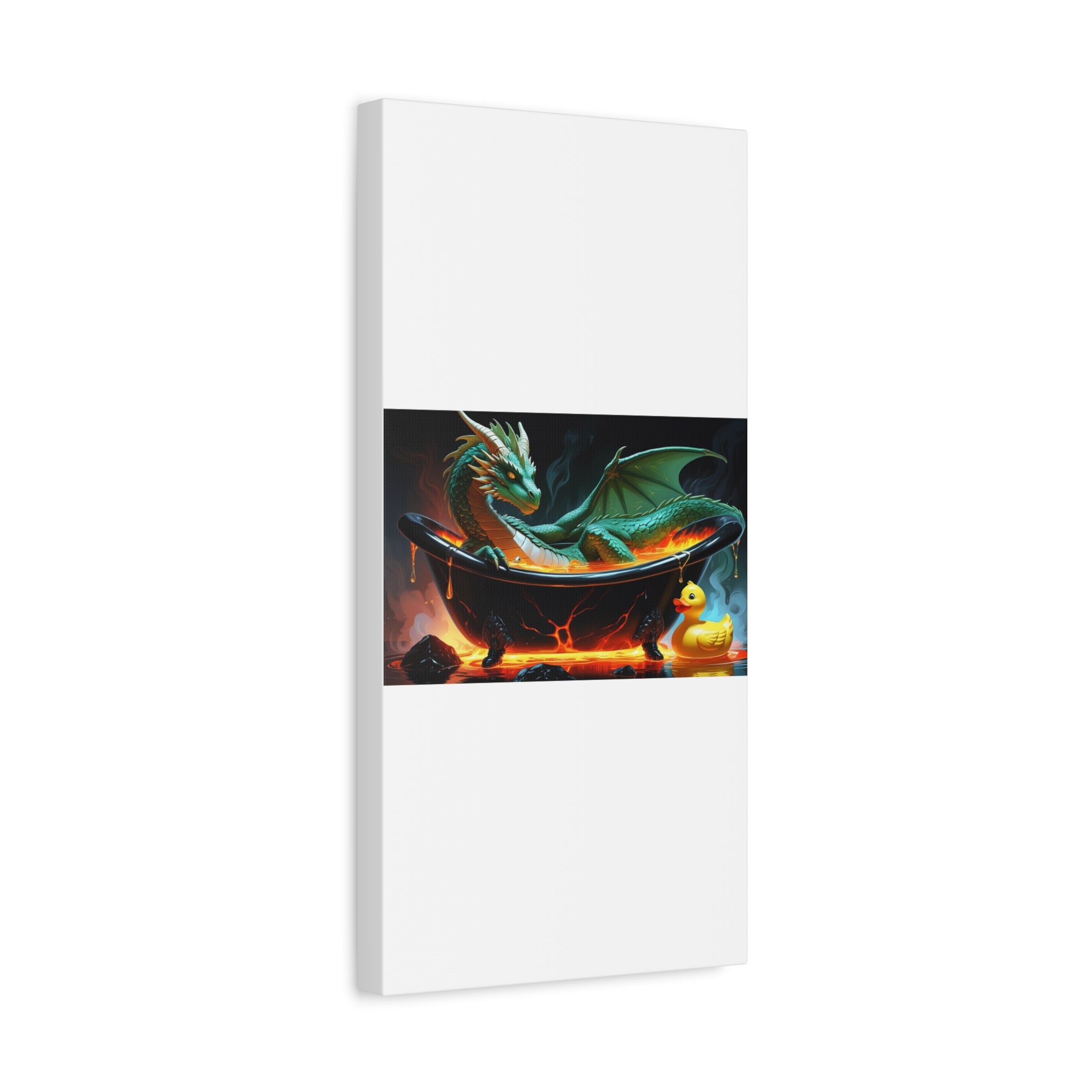 Whimsical Dragon In A Tub  Canvas Wall Art, Fantasy Decor, Kids Room Decor, Unique Gifts for Dragon Lovers, Cute Bathroom Art, Magical Home Decor