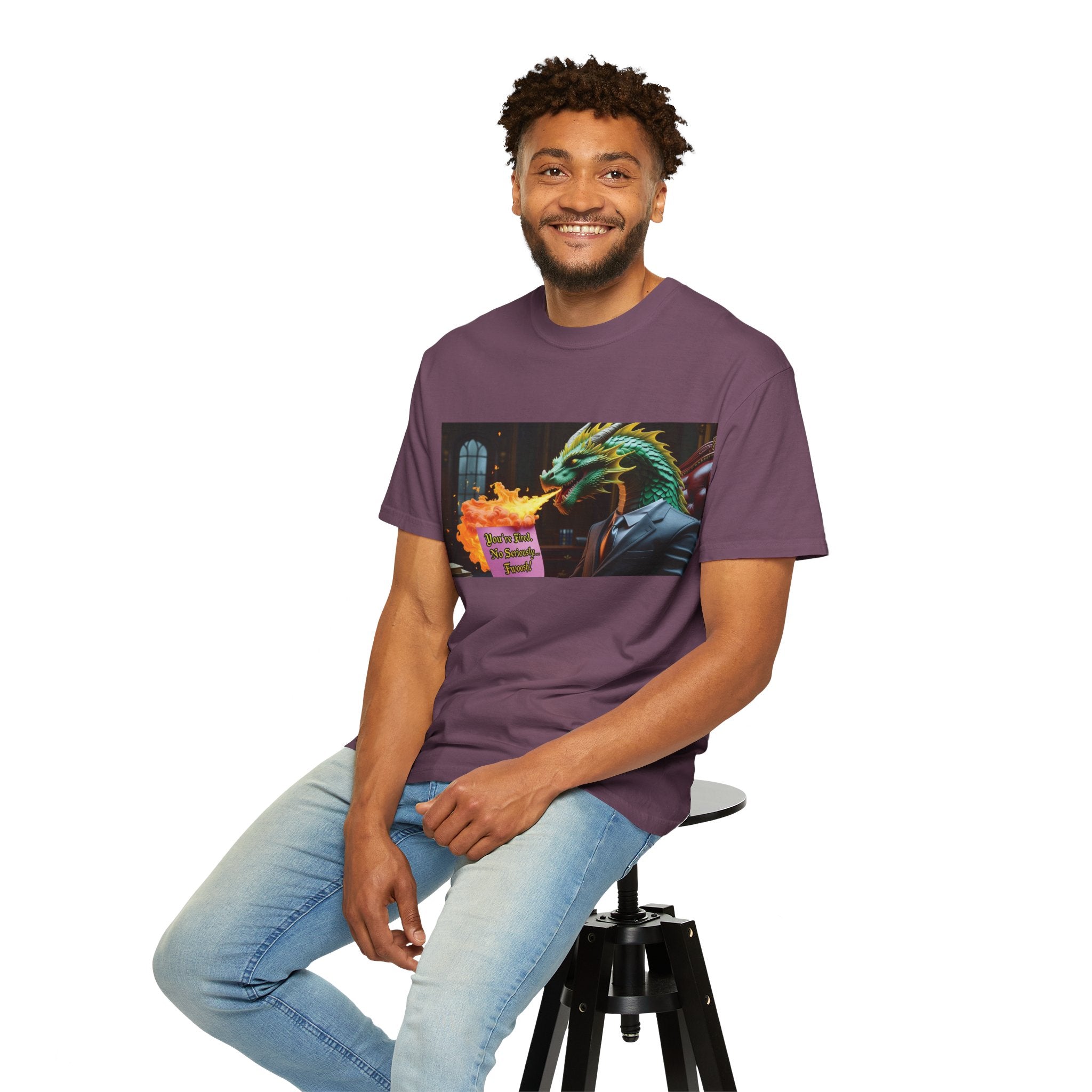 Dragon Fire  Unisex Garment-Dyed T-Shirt, Fun Graphic Tee, Unique Gift, Casual Wear, Fantasy Lover Apparel, Statement Shirt