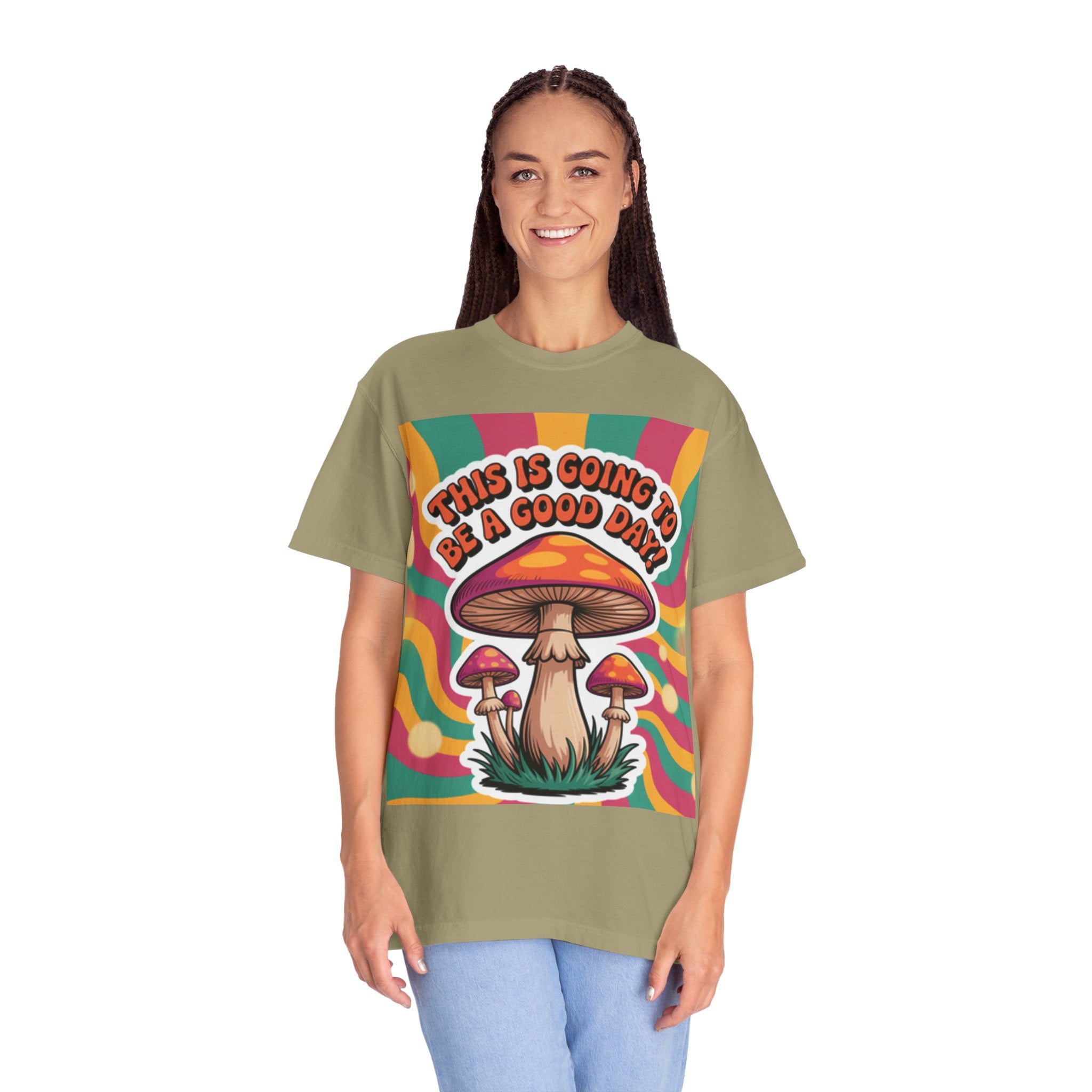 Positive Vibes T-shirt, Retro Mushroom Tee, Unisex Psychedelic Shirt, Gift for Friends, Casual Wear, Summer Essentials