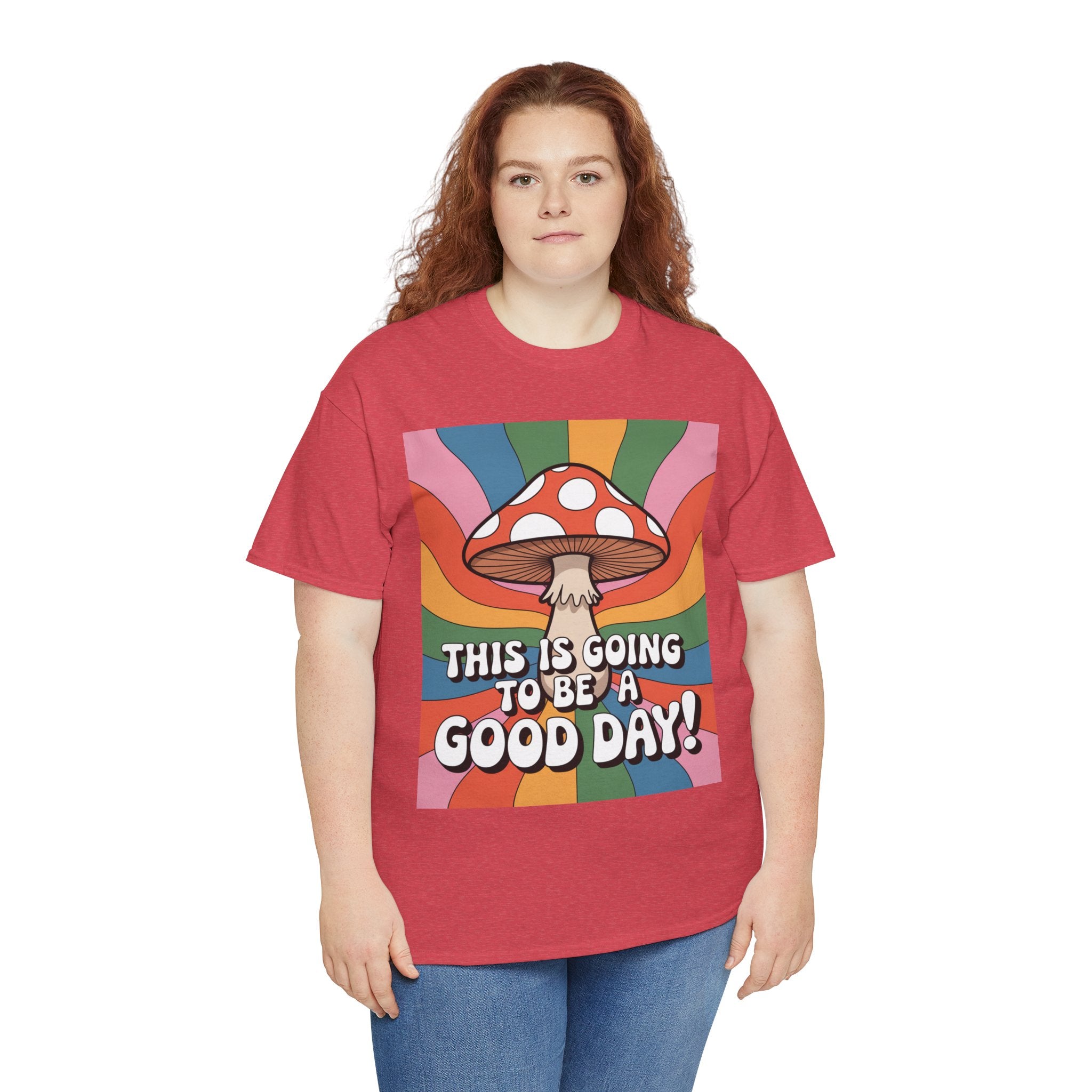 Fun Hippy Mushroom Cheerful Graphic Tee, Positive Vibes T-Shirt for Everyday Wear, Gift for Nature Lovers, Trendy Casual Wear, Eco-Friendly Fashion