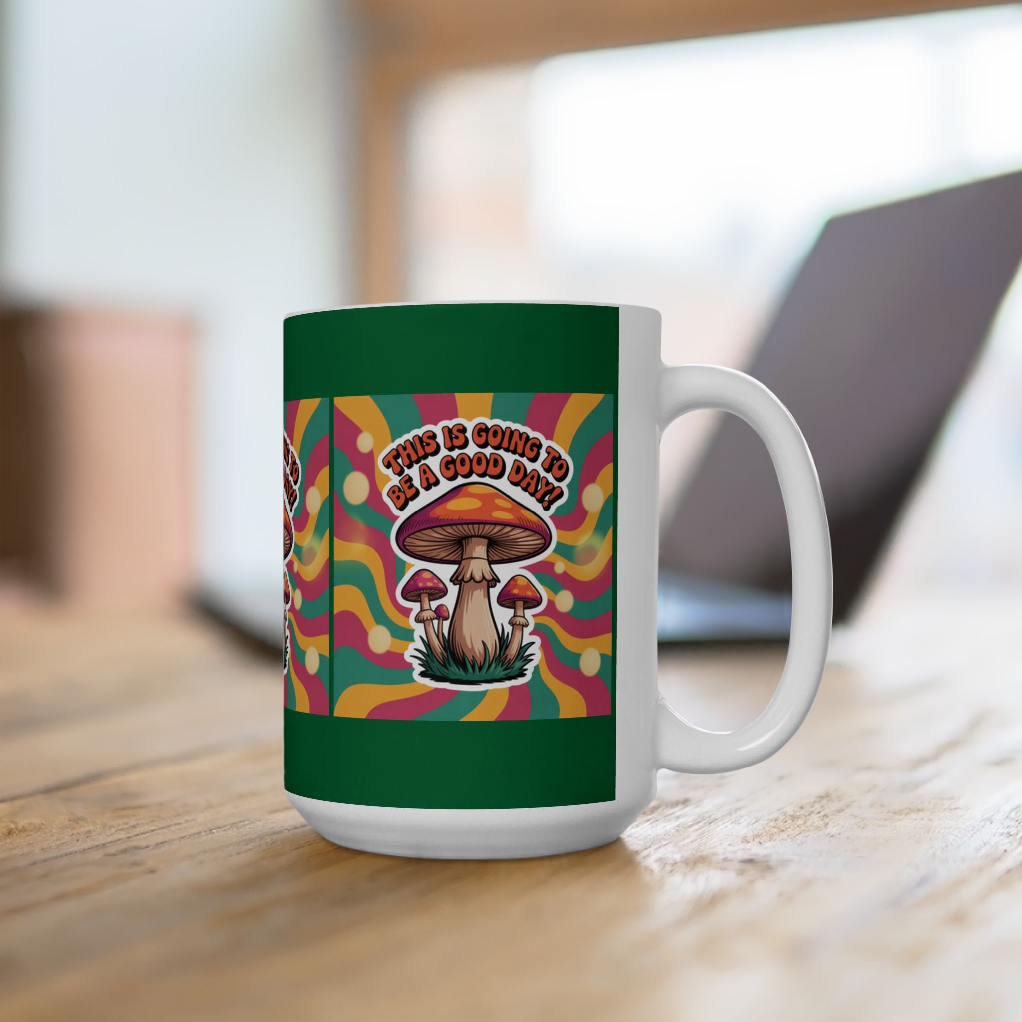Vibrant Mushroom Ceramic Mug, Fun Coffee Cup for Good Vibes, Gift for Nature Lovers, Tea Time, Boho Decor, Colorful Drinkware