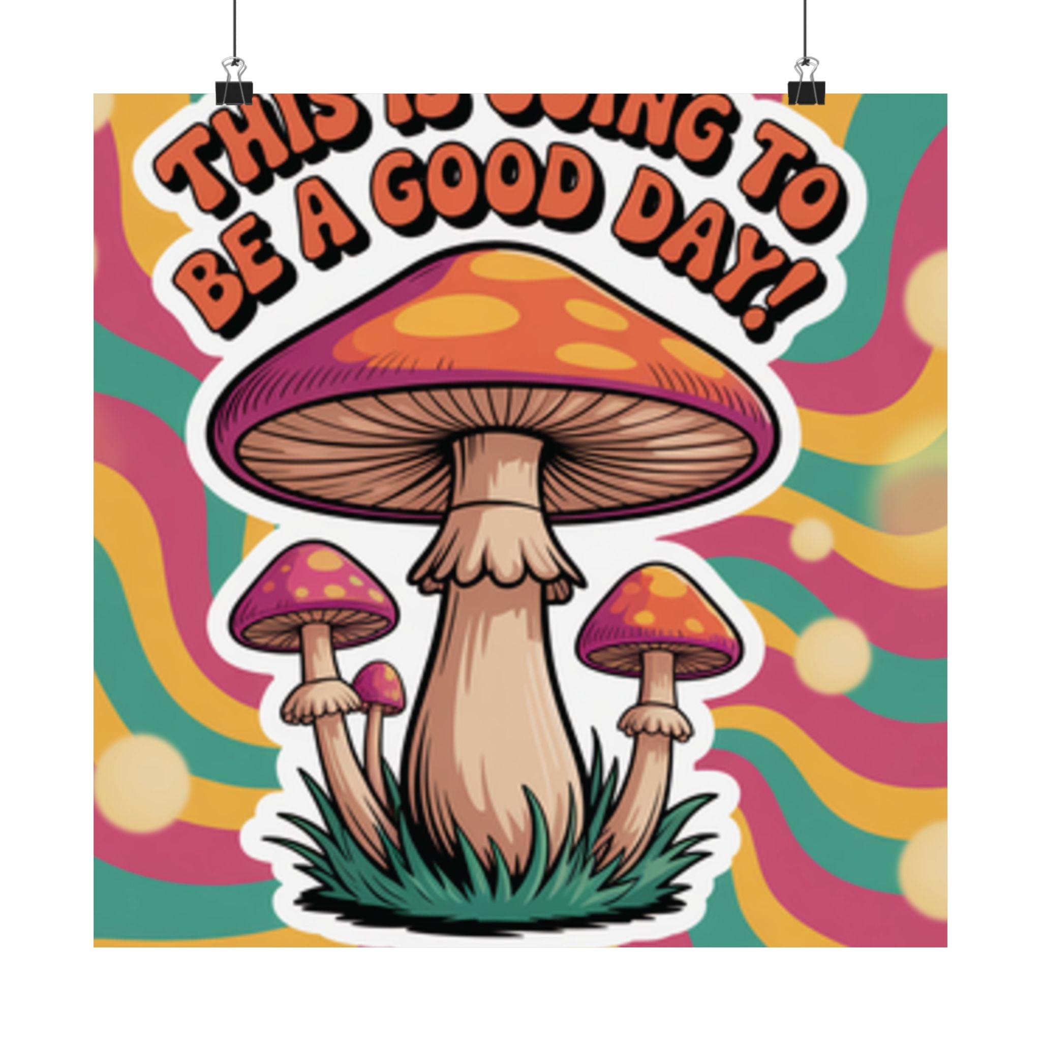 Colorful 70s Retro Mushroom Art Posters - Positive Wall Decor, Psychedelic Prints, Boho Home Decor, Gift for Friends, Inspirational Wall Art
