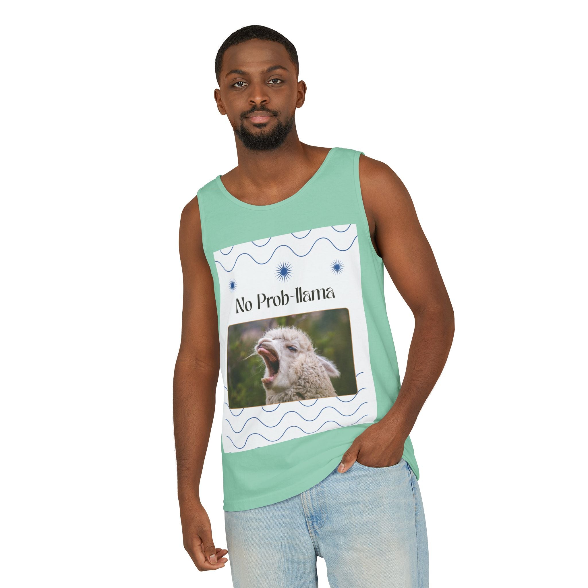 "No Prob-llama" Funny Tank Top – Cute Llama Graphic for Summer Vibes, Animal Lovers, Festivals & Chill Days