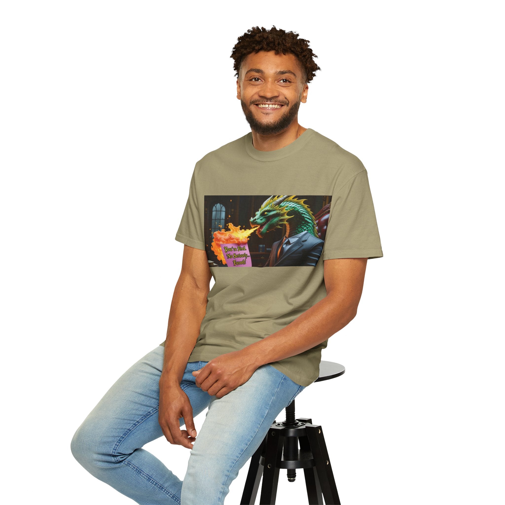 Dragon Fire  Unisex Garment-Dyed T-Shirt, Fun Graphic Tee, Unique Gift, Casual Wear, Fantasy Lover Apparel, Statement Shirt