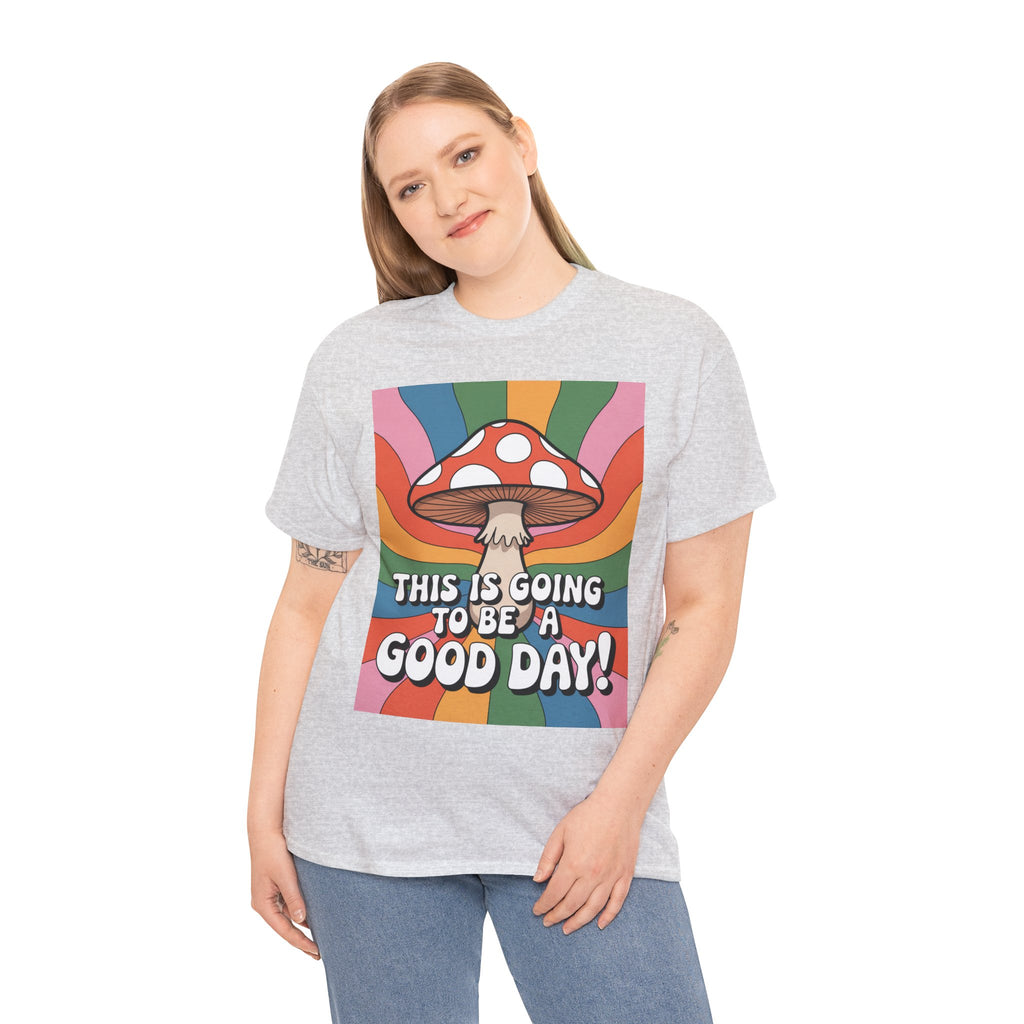 Fun Hippy Mushroom Cheerful Graphic Tee, Positive Vibes T-Shirt for Everyday Wear, Gift for Nature Lovers, Trendy Casual Wear, Eco-Friendly Fashion