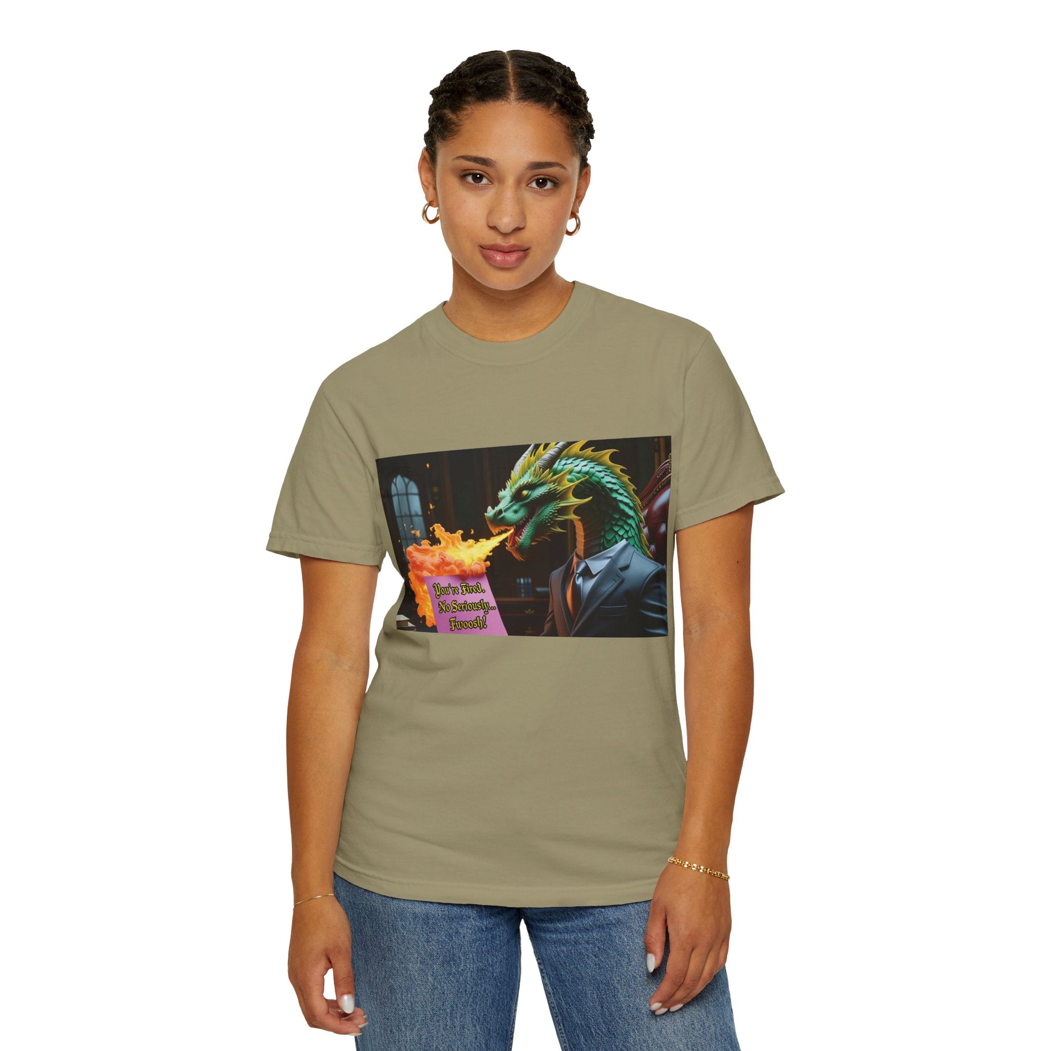 Dragon Fire  Unisex Garment-Dyed T-Shirt, Fun Graphic Tee, Unique Gift, Casual Wear, Fantasy Lover Apparel, Statement Shirt